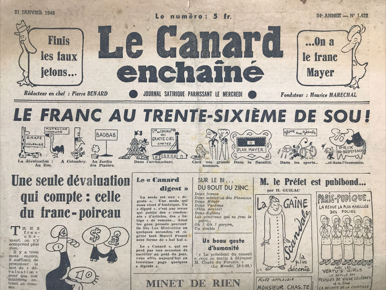 Couac ! | Acheter un Canard | Vente d'Anciens Journaux du Canard Enchaîné. Des Journaux Satiriques de Collection, Historiques & Authentiques de 1916 à 2004 ! | 1422