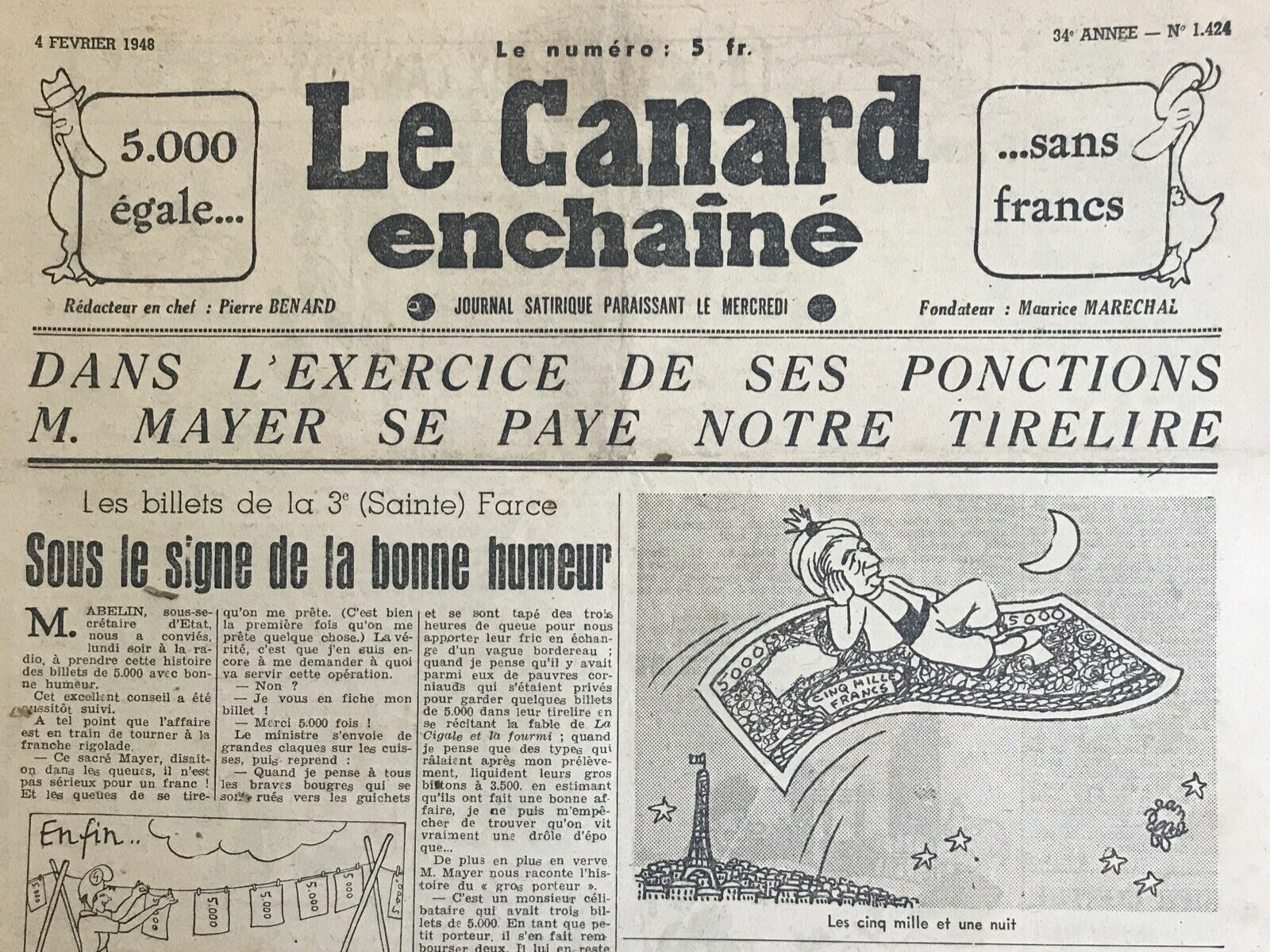 Couac ! | Acheter un Canard | Vente d'Anciens Journaux du Canard Enchaîné. Des Journaux Satiriques de Collection, Historiques & Authentiques de 1916 à 2004 ! | 1424 e1708182452851