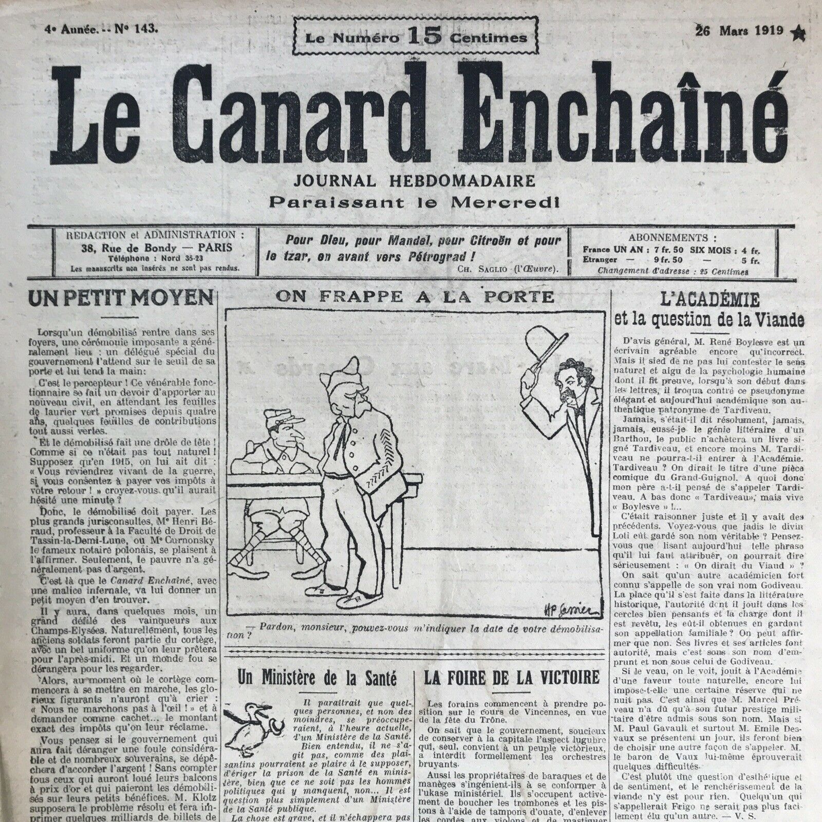 Couac ! | Acheter un Canard | Vente d'Anciens Journaux du Canard Enchaîné. Des Journaux Satiriques de Collection, Historiques & Authentiques de 1916 à 2004 ! | 143