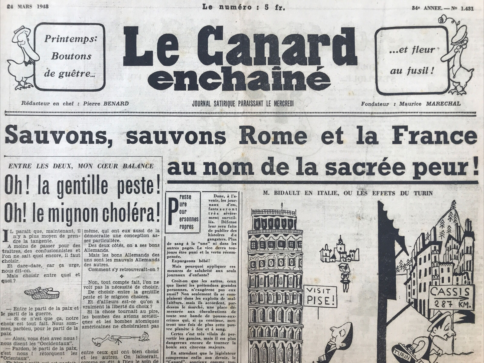 Couac ! | Acheter un Canard | Vente d'Anciens Journaux du Canard Enchaîné. Des Journaux Satiriques de Collection, Historiques & Authentiques de 1916 à 2004 ! | 1431