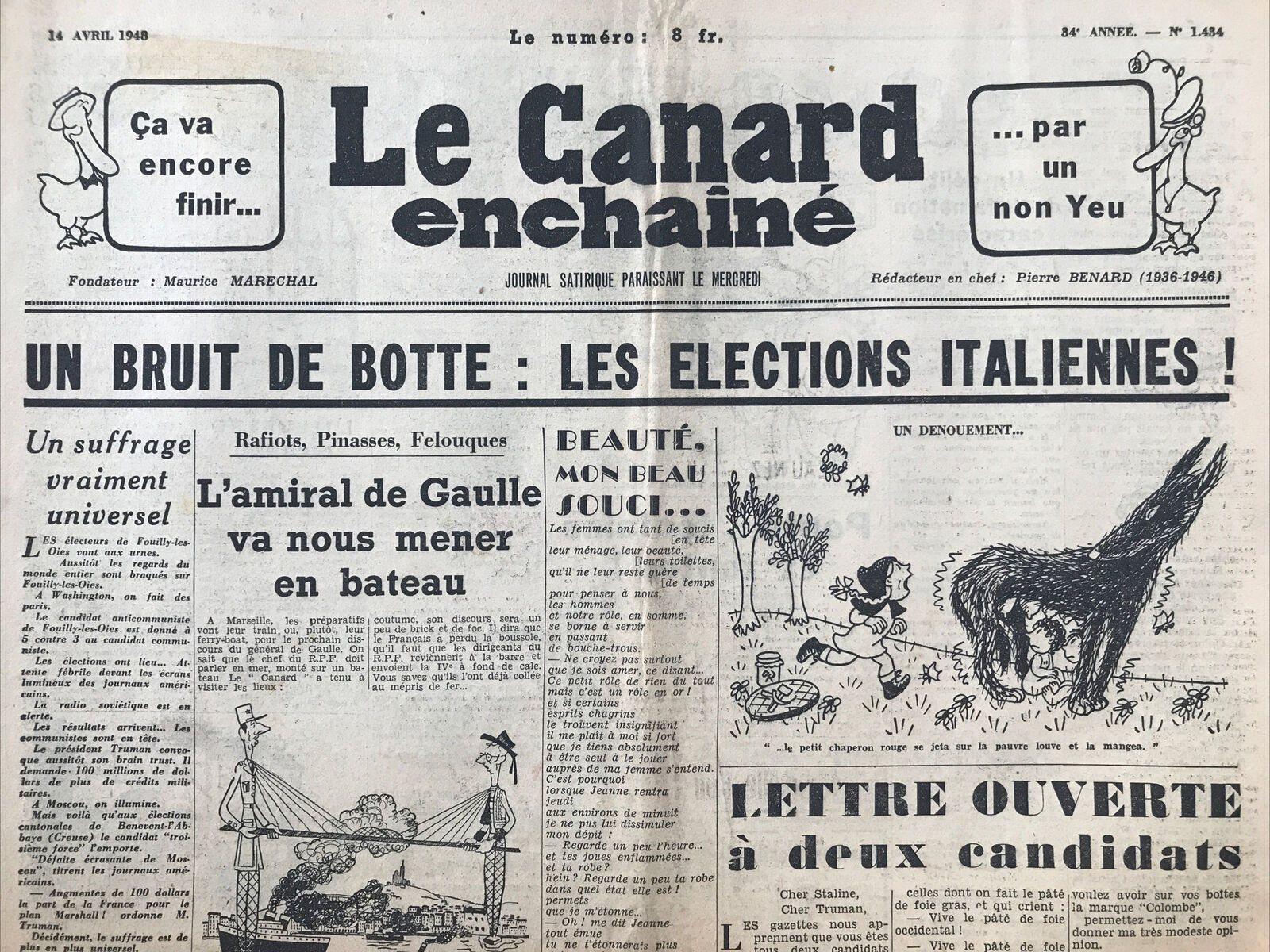 Couac ! | Acheter un Canard | Vente d'Anciens Journaux du Canard Enchaîné. Des Journaux Satiriques de Collection, Historiques & Authentiques de 1916 à 2004 ! | 1434