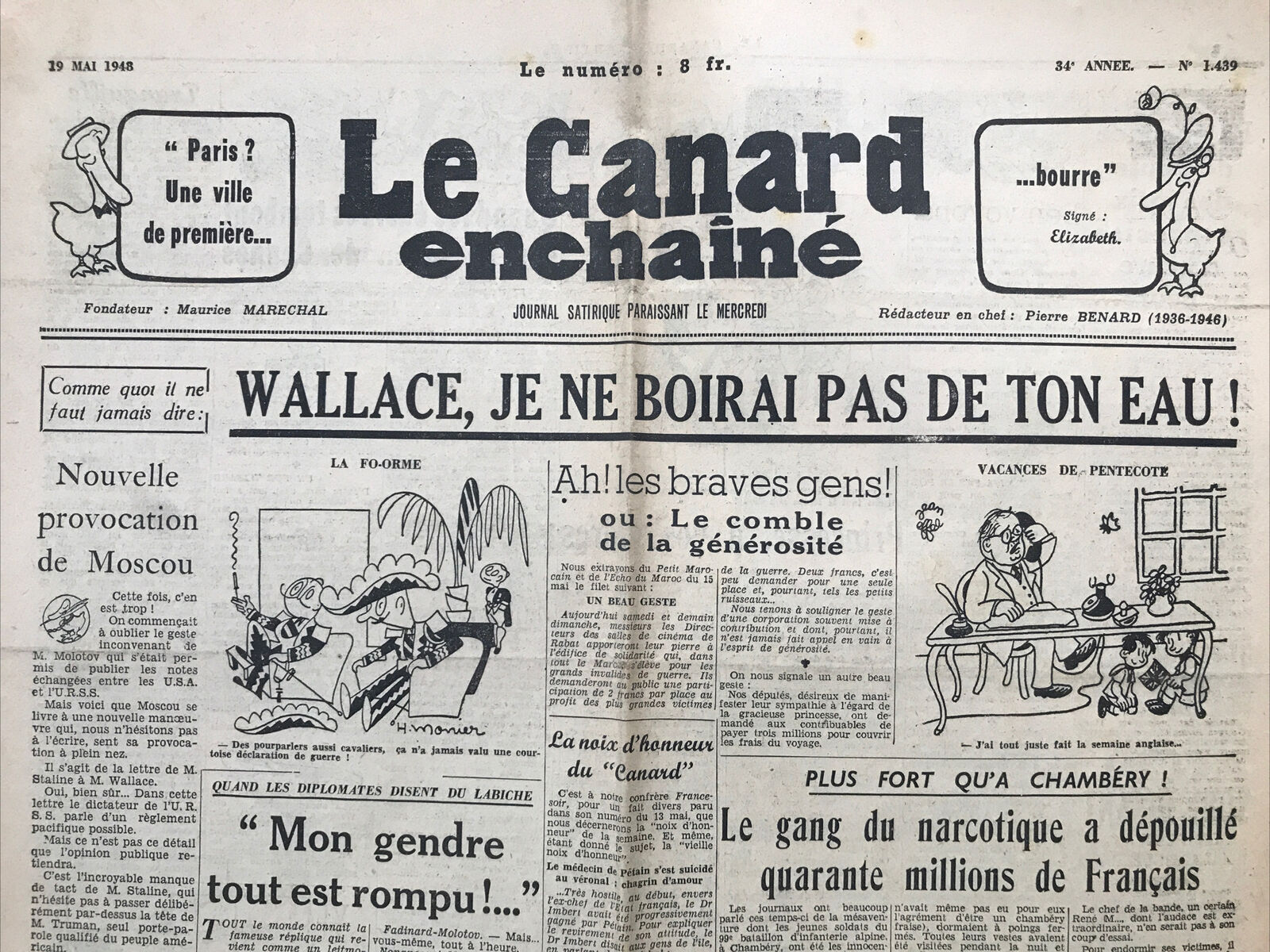 Couac ! | Acheter un Canard | Vente d'Anciens Journaux du Canard Enchaîné. Des Journaux Satiriques de Collection, Historiques & Authentiques de 1916 à 2004 ! | 1439