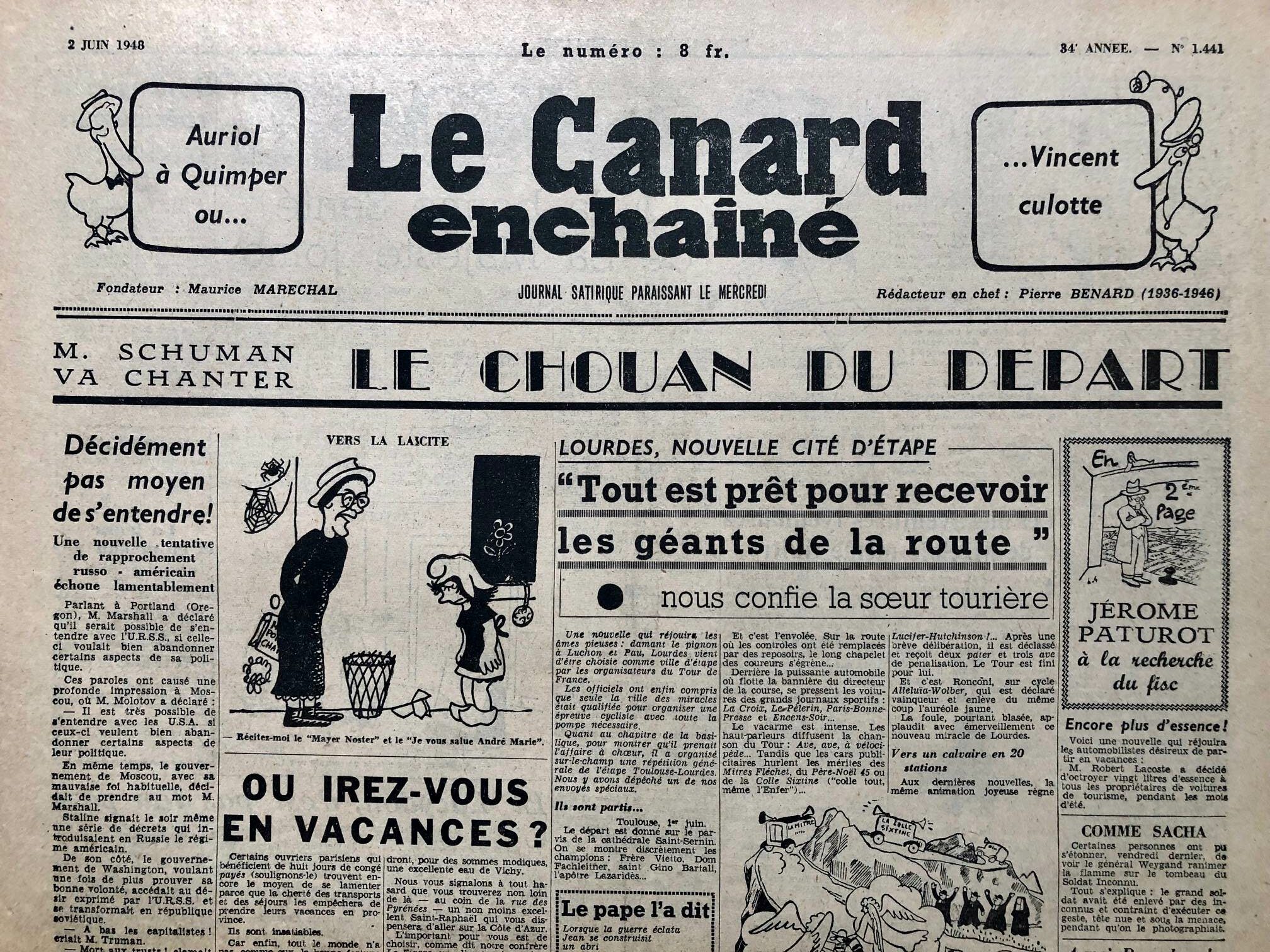 Couac ! | Acheter un Canard | Vente d'Anciens Journaux du Canard Enchaîné. Des Journaux Satiriques de Collection, Historiques & Authentiques de 1916 à 2004 ! | 1441 1 rotated