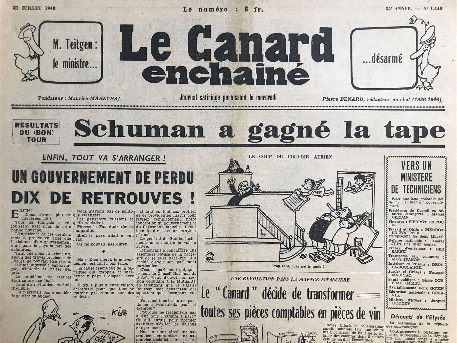 Couac ! | Acheter un Canard | Vente d'Anciens Journaux du Canard Enchaîné. Des Journaux Satiriques de Collection, Historiques & Authentiques de 1916 à 2004 ! | 1448