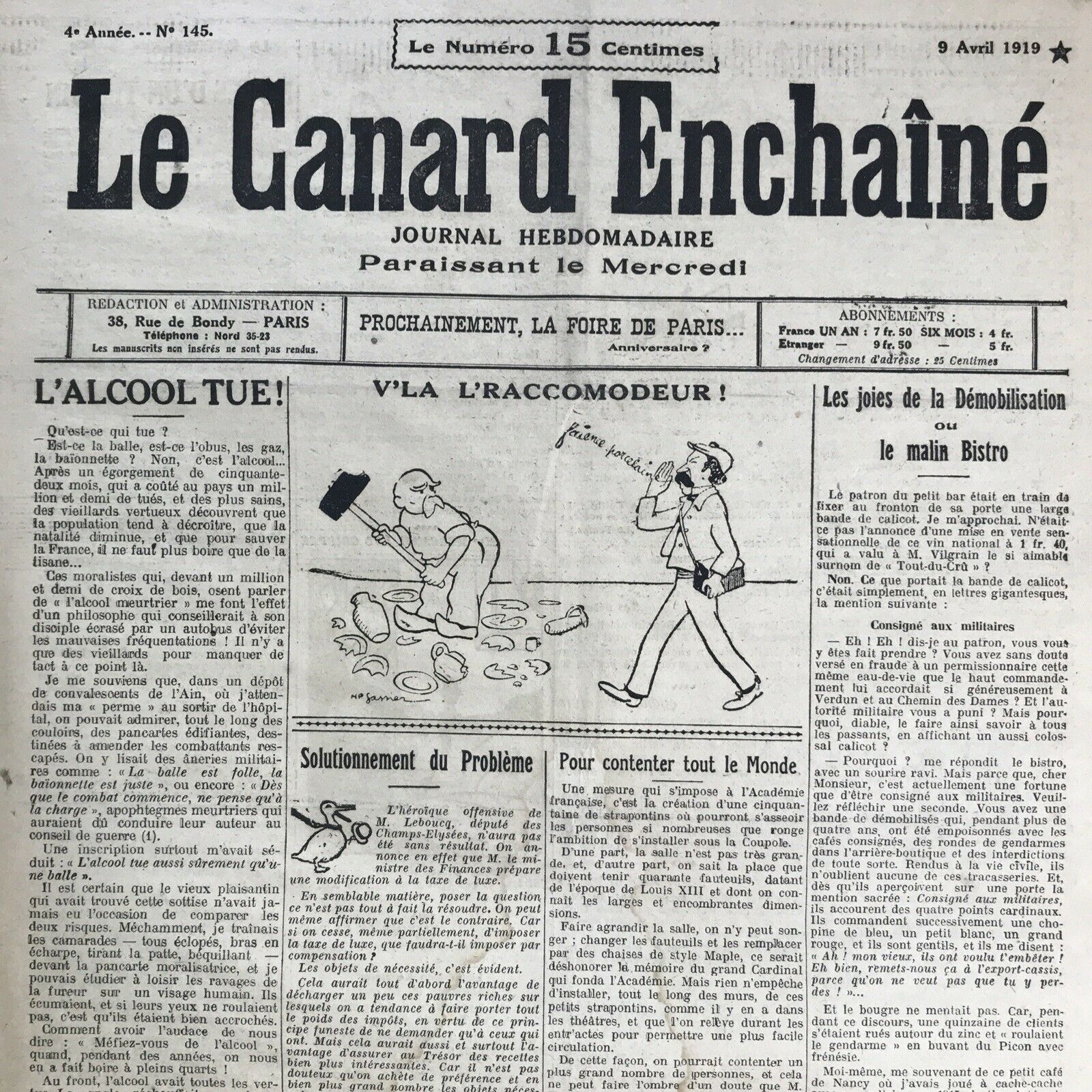 Couac ! | Acheter un Canard | Vente d'Anciens Journaux du Canard Enchaîné. Des Journaux Satiriques de Collection, Historiques & Authentiques de 1916 à 2004 ! | 145