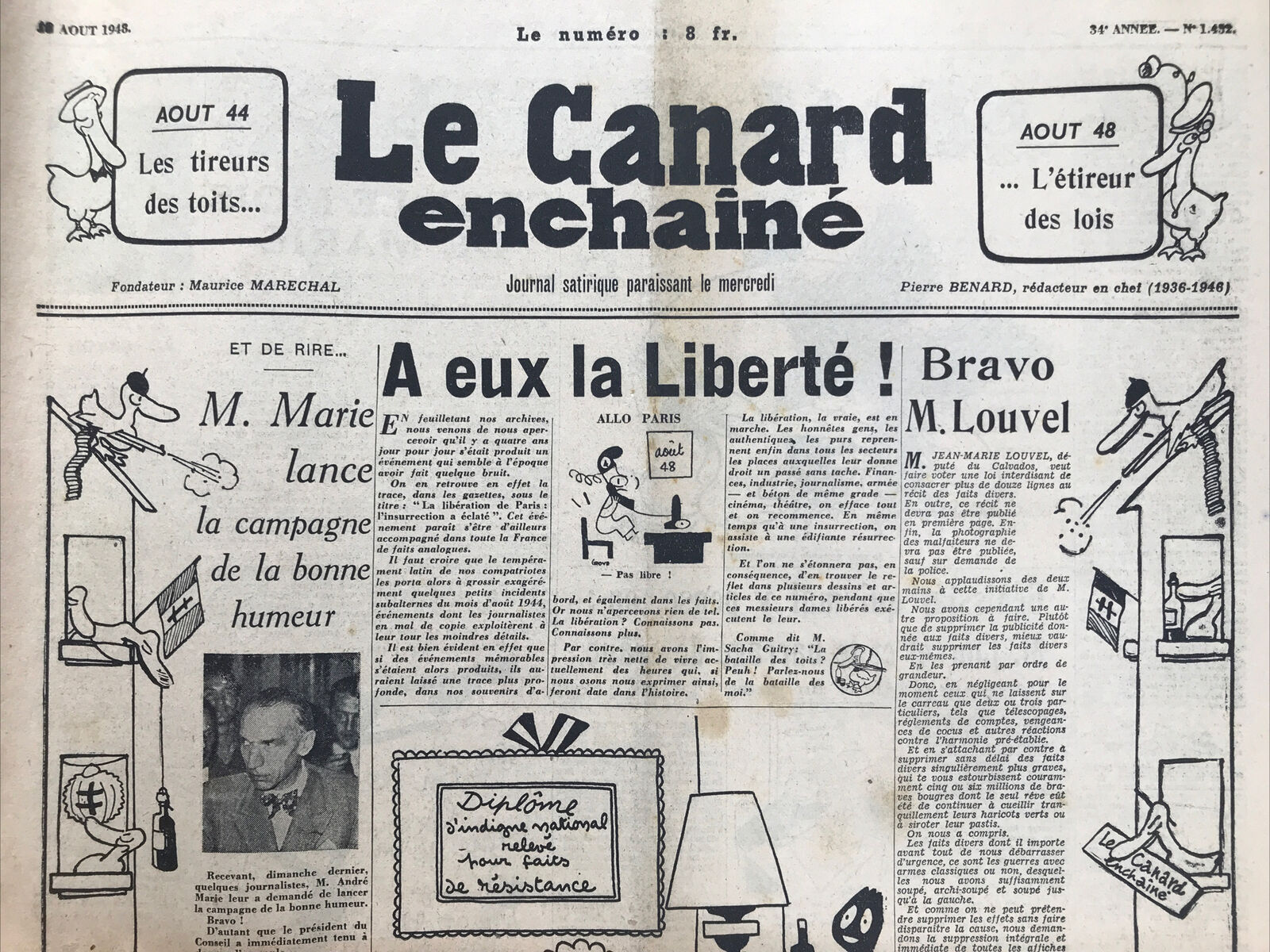 Couac ! | Acheter un Canard | Vente d'Anciens Journaux du Canard Enchaîné. Des Journaux Satiriques de Collection, Historiques & Authentiques de 1916 à 2004 ! | 1452