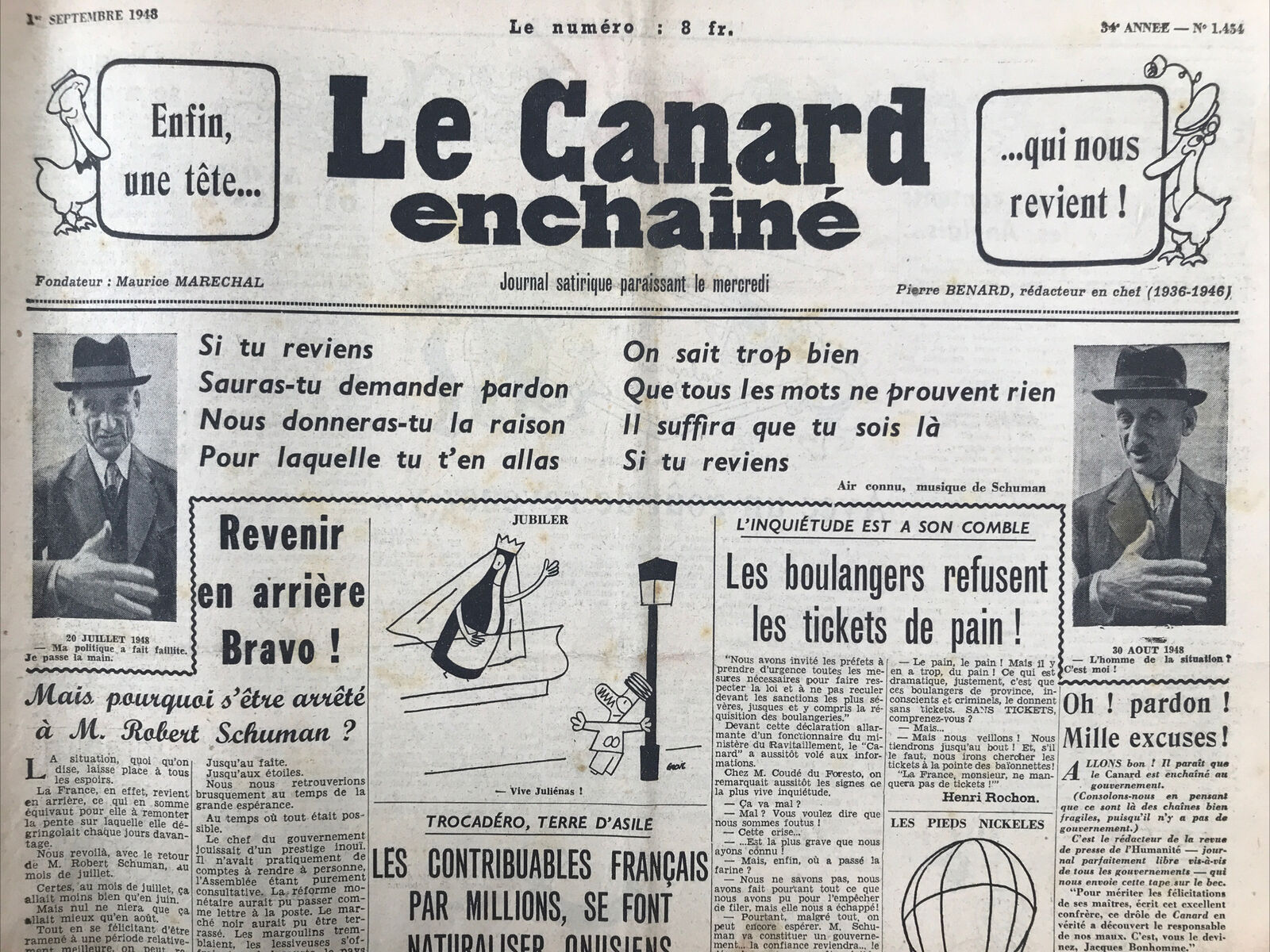 Couac ! | Acheter un Canard | Vente d'Anciens Journaux du Canard Enchaîné. Des Journaux Satiriques de Collection, Historiques & Authentiques de 1916 à 2004 ! | 1454