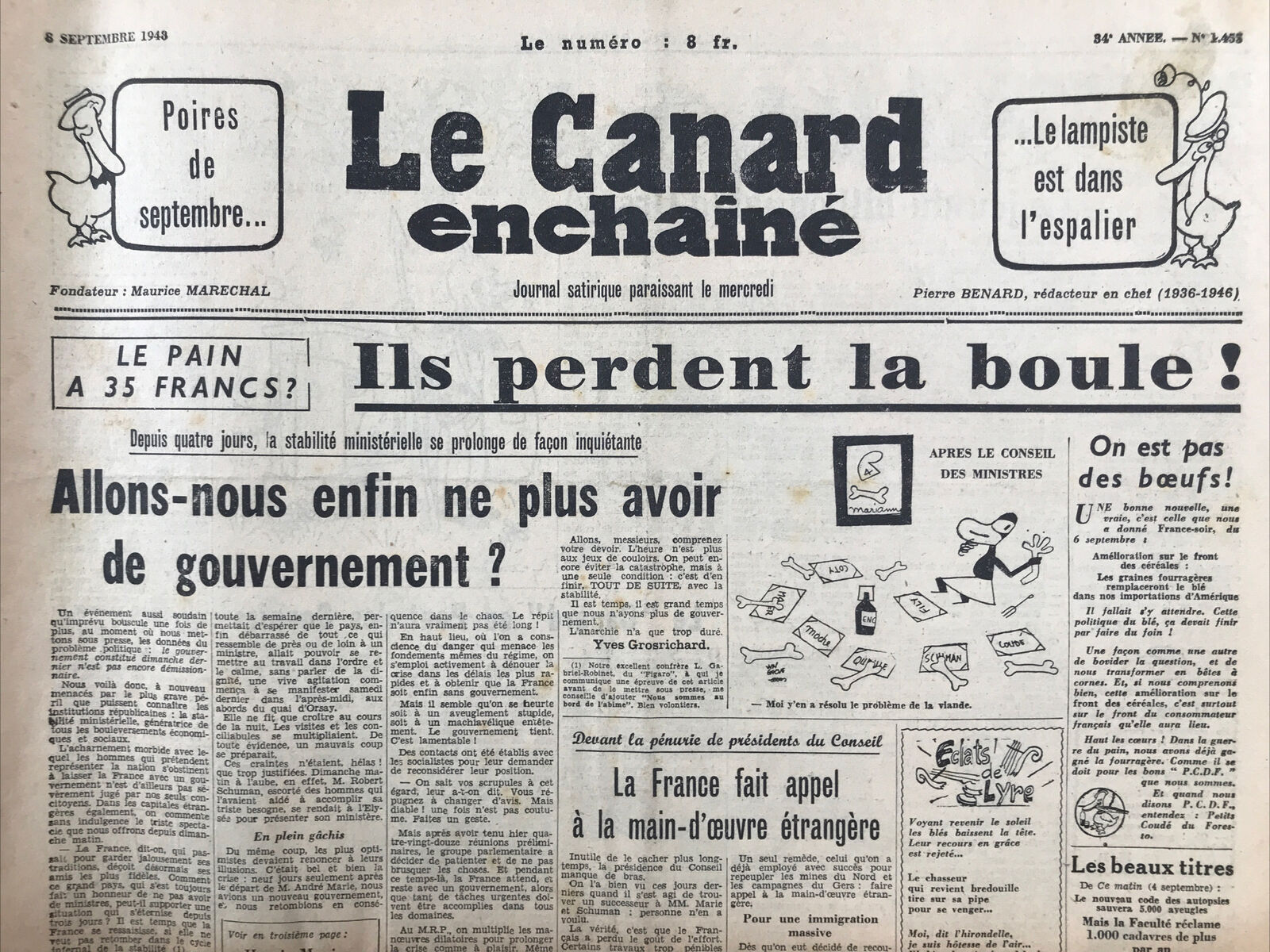 Couac ! | Acheter un Canard | Vente d'Anciens Journaux du Canard Enchaîné. Des Journaux Satiriques de Collection, Historiques & Authentiques de 1916 à 2004 ! | 1455