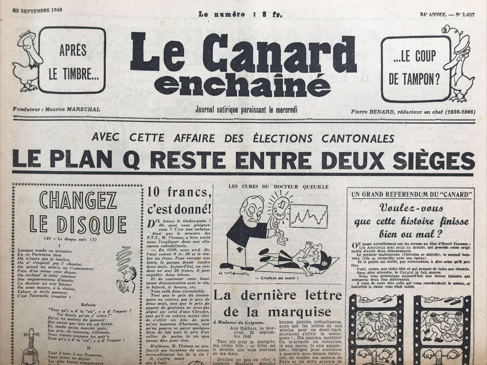 Couac ! | Acheter un Canard | Vente d'Anciens Journaux du Canard Enchaîné. Des Journaux Satiriques de Collection, Historiques & Authentiques de 1916 à 2004 ! | 1457