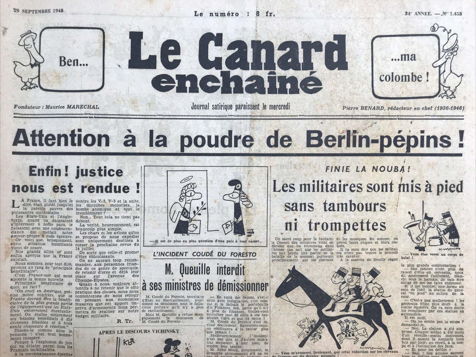 Couac ! | Acheter un Canard | Vente d'Anciens Journaux du Canard Enchaîné. Des Journaux Satiriques de Collection, Historiques & Authentiques de 1916 à 2004 ! | 1458