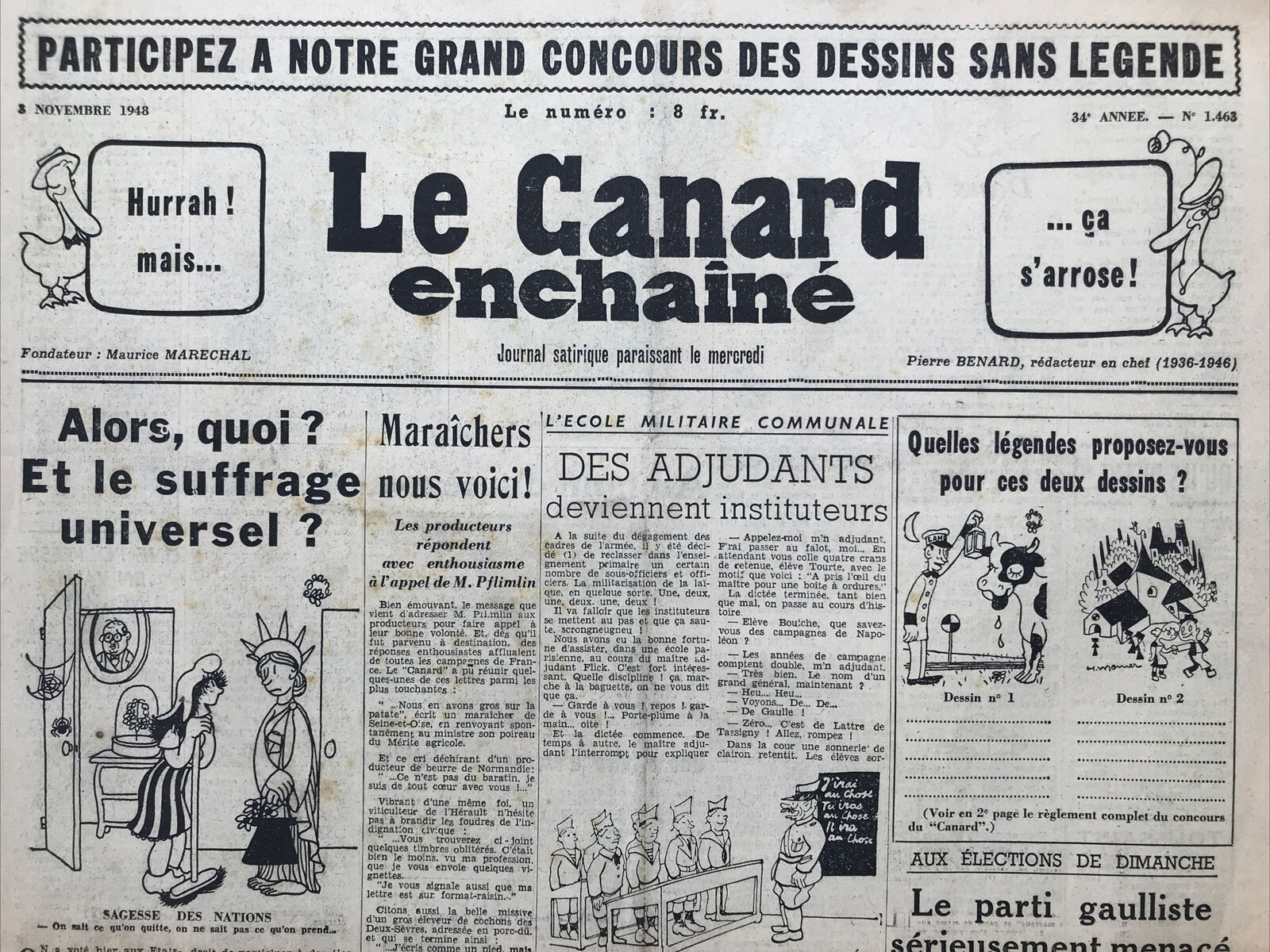 Couac ! | Acheter un Canard | Vente d'Anciens Journaux du Canard Enchaîné. Des Journaux Satiriques de Collection, Historiques & Authentiques de 1916 à 2004 ! | 1463