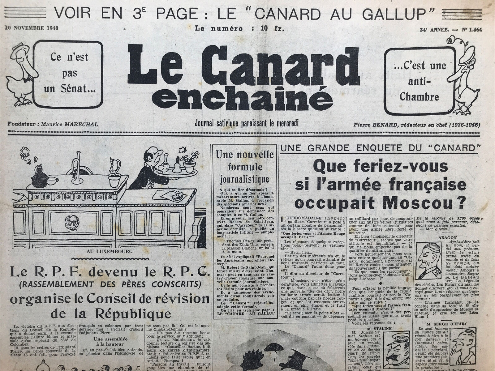 Couac ! | Acheter un Canard | Vente d'Anciens Journaux du Canard Enchaîné. Des Journaux Satiriques de Collection, Historiques & Authentiques de 1916 à 2004 ! | 1464