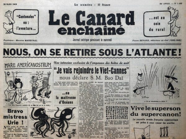 Couac ! | N° 1482 du Canard Enchaîné - 16 Mars 1949 | ET VOICI "L'HOMME QUI RIT" Nos lecteurs connaissent l’aventure de “l’homme qui pleure”, ce Marseillais en larmes après l’armistice de 1940, dont la photo a ému l’Amérique, et qui vient d’être identifié ces jours-ci seulement. Le “Canard” présente aujourd’hui un document également troublant : la photographie de “l’homme qui rit”. Cette photo ne saurait manquer de provoquer, tant en France qu’à l’étranger, une vive curiosité. Comment, en effet, un Français peut-il rire dans les circonstances actuelles ? Nous serions reconnaissants à nos lecteurs qui pourraient identifier “l’homme qui rit” de nous le signaler immédiatement. | 1482 1