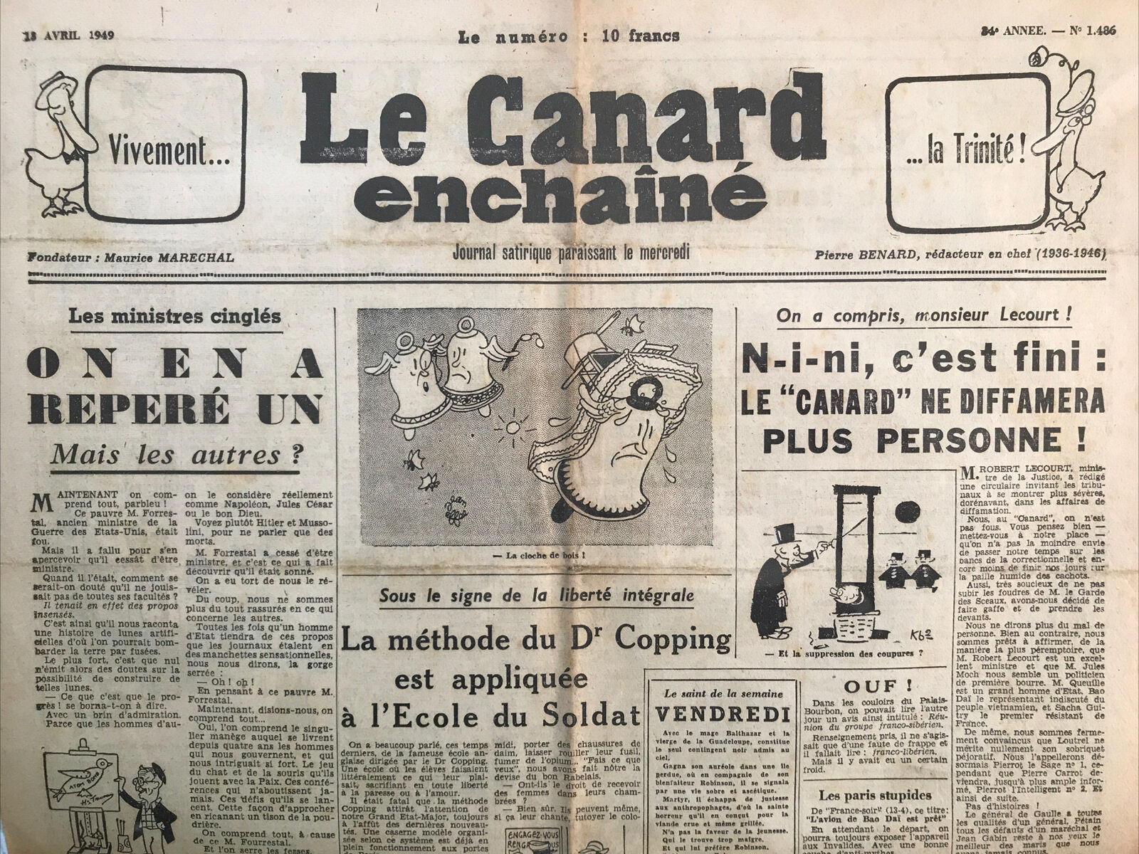 Couac ! | Acheter un Canard | Vente d'Anciens Journaux du Canard Enchaîné. Des Journaux Satiriques de Collection, Historiques & Authentiques de 1916 à 2004 ! | 1486