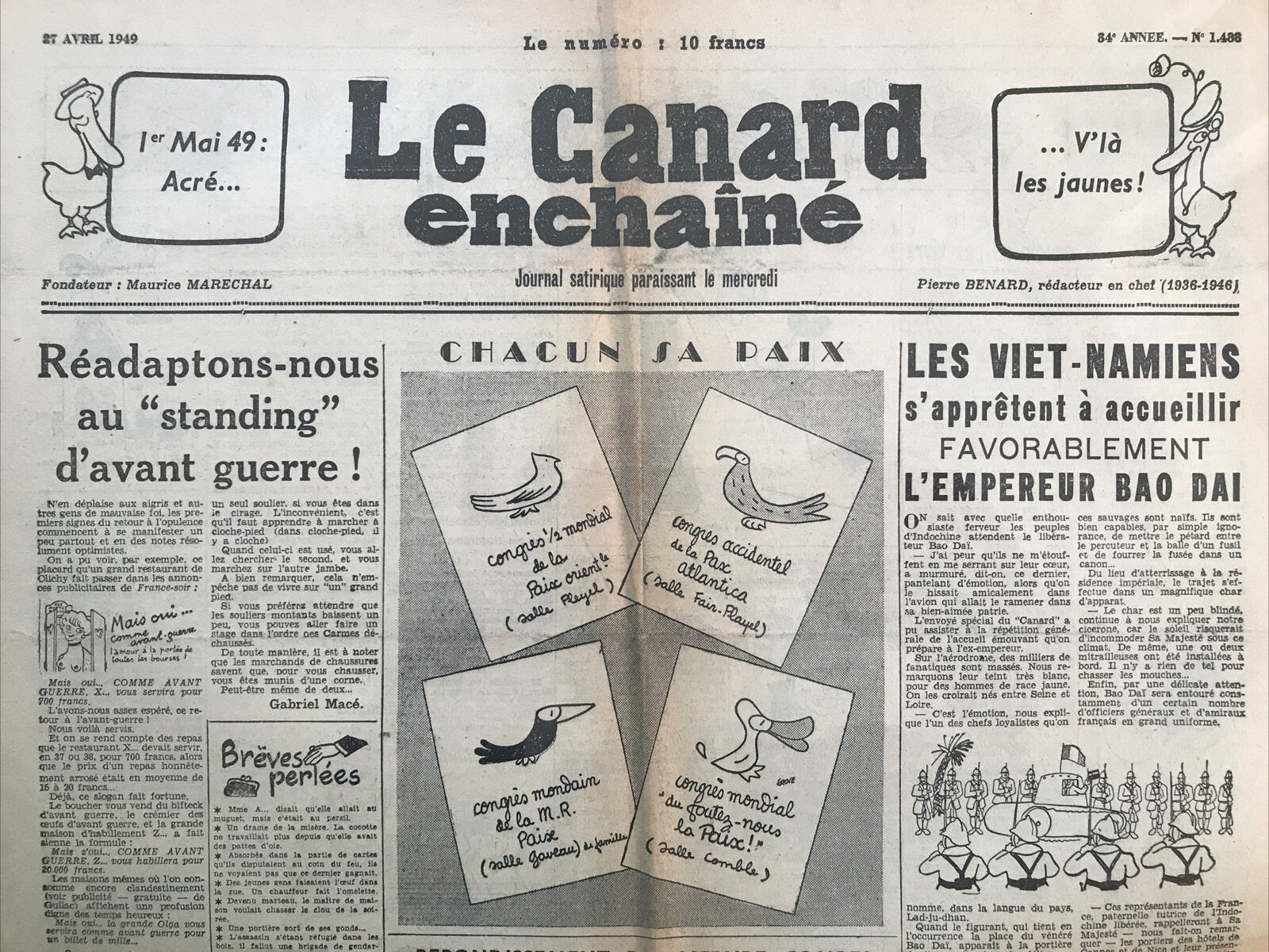 Couac ! | Acheter un Canard | Vente d'Anciens Journaux du Canard Enchaîné. Des Journaux Satiriques de Collection, Historiques & Authentiques de 1916 à 2004 ! | 1488