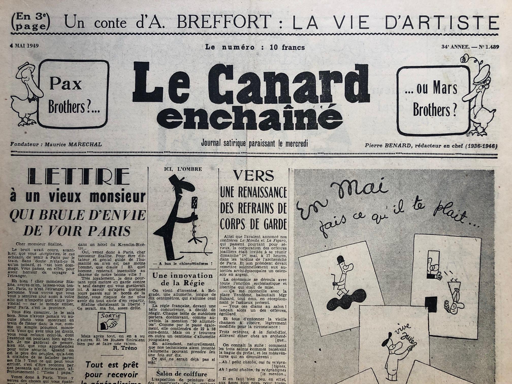 Couac ! | Acheter un Canard | Vente d'Anciens Journaux du Canard Enchaîné. Des Journaux Satiriques de Collection, Historiques & Authentiques de 1916 à 2004 ! | 1489 1