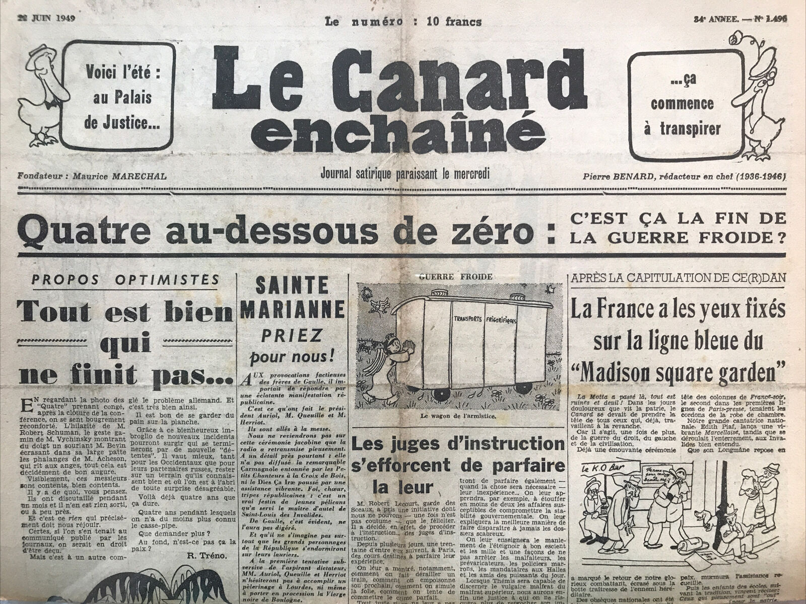 Couac ! | Acheter un Canard | Vente d'Anciens Journaux du Canard Enchaîné. Des Journaux Satiriques de Collection, Historiques & Authentiques de 1916 à 2004 ! | 1496