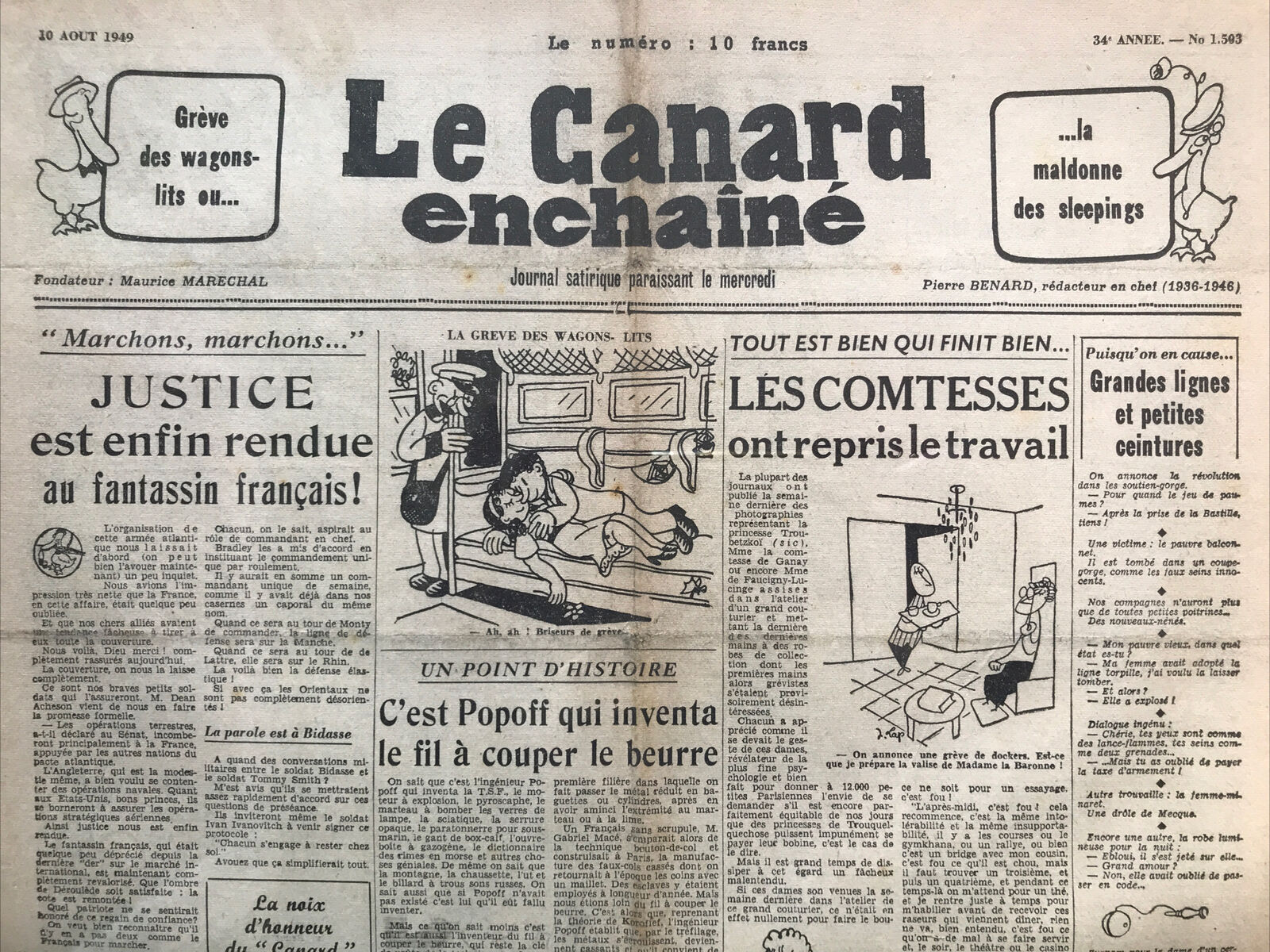 Couac ! | Acheter un Canard | Vente d'Anciens Journaux du Canard Enchaîné. Des Journaux Satiriques de Collection, Historiques & Authentiques de 1916 à 2004 ! | 1503