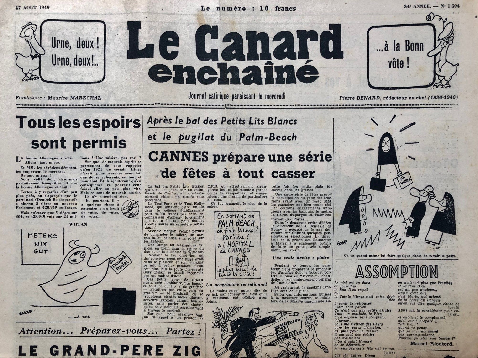 Couac ! | Acheter un Canard | Vente d'Anciens Journaux du Canard Enchaîné. Des Journaux Satiriques de Collection, Historiques & Authentiques de 1916 à 2004 ! | 1504 1