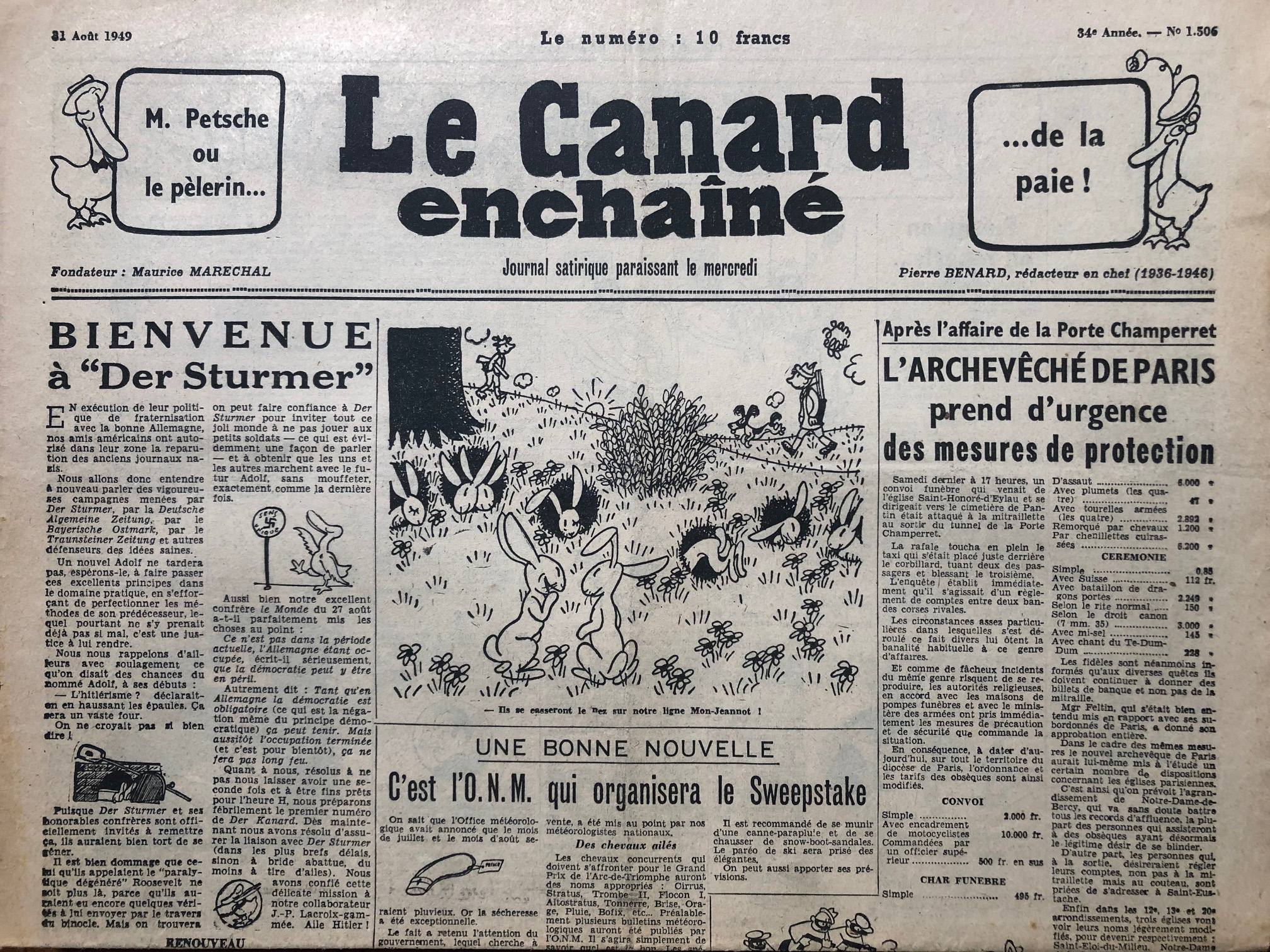 Couac ! | Acheter un Canard | Vente d'Anciens Journaux du Canard Enchaîné. Des Journaux Satiriques de Collection, Historiques & Authentiques de 1916 à 2004 ! | 1506 1