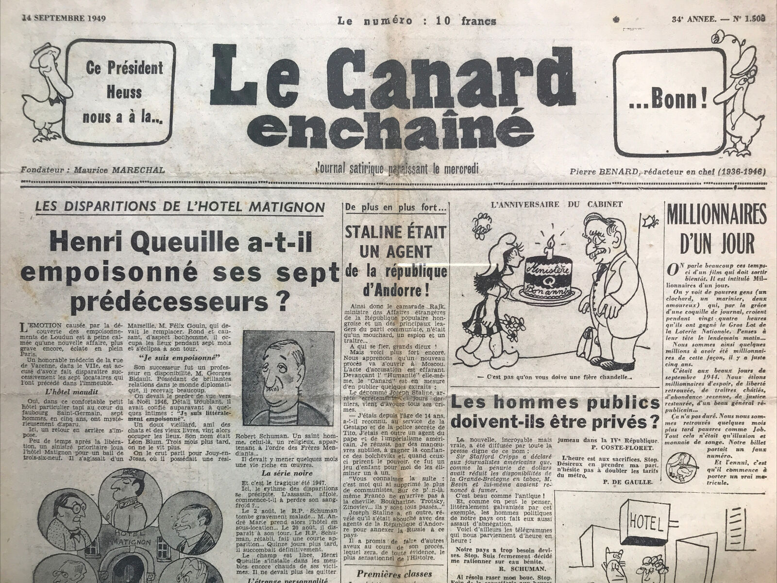 Couac ! | Acheter un Canard | Vente d'Anciens Journaux du Canard Enchaîné. Des Journaux Satiriques de Collection, Historiques & Authentiques de 1916 à 2004 ! | 1508