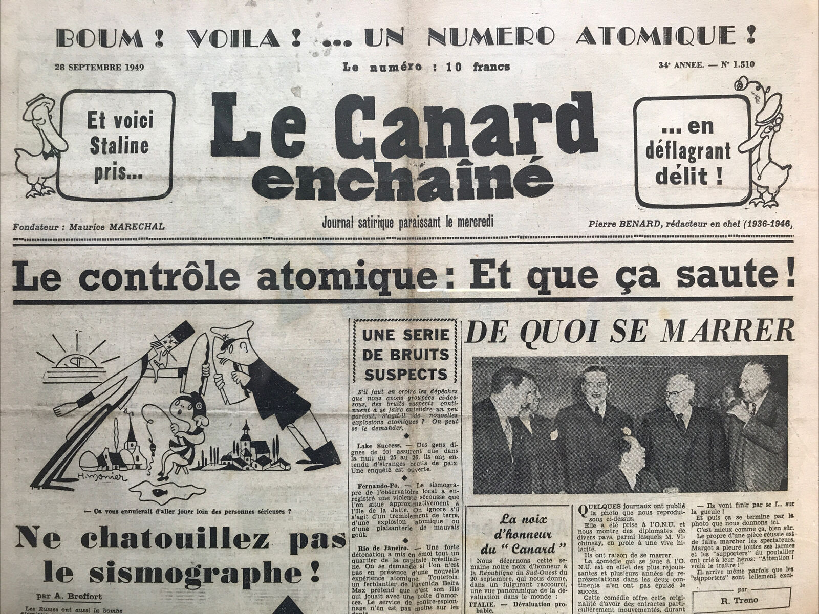 Couac ! | Acheter un Canard | Vente d'Anciens Journaux du Canard Enchaîné. Des Journaux Satiriques de Collection, Historiques & Authentiques de 1916 à 2004 ! | 1510