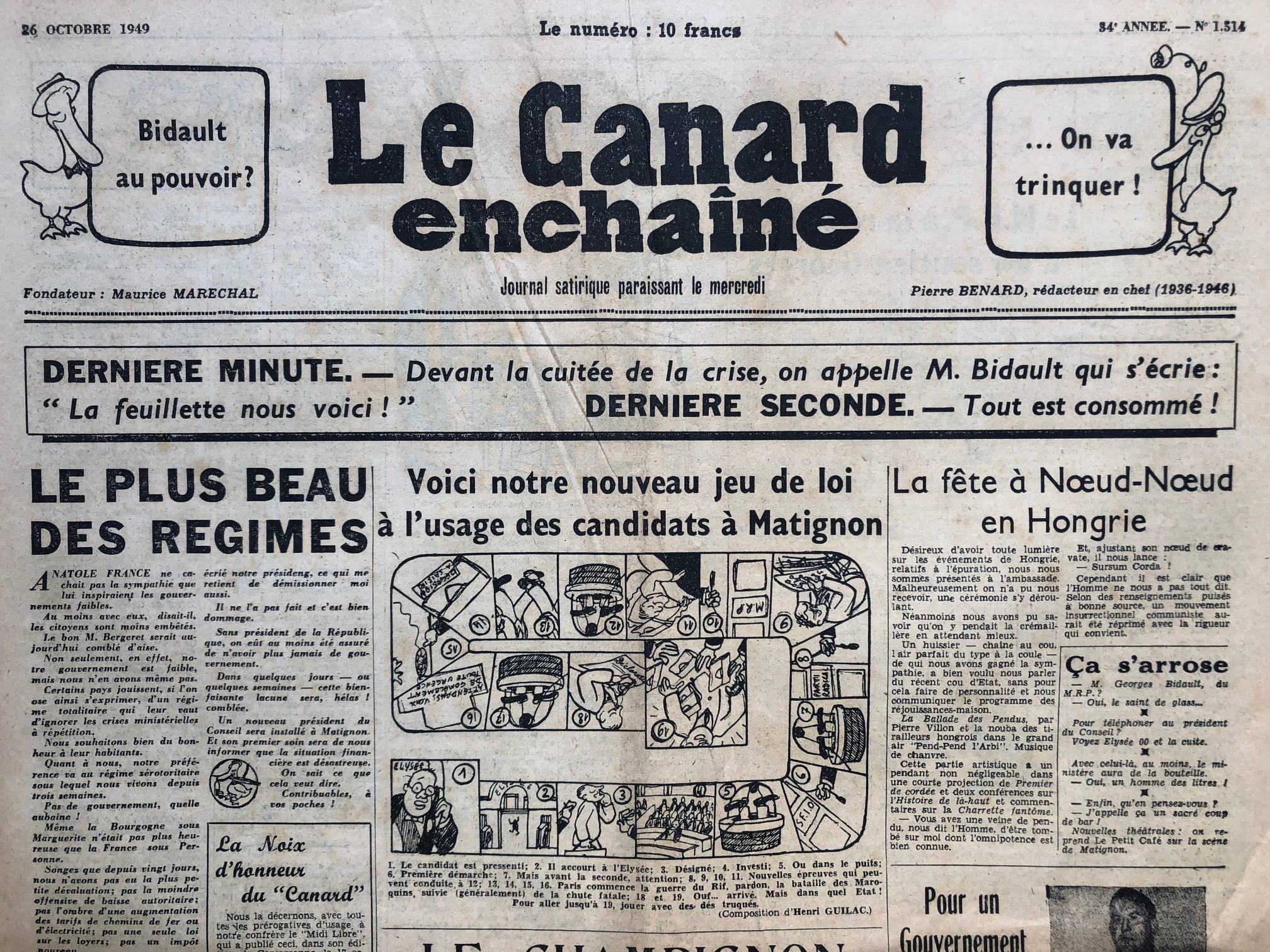 Couac ! | Acheter un Canard | Vente d'Anciens Journaux du Canard Enchaîné. Des Journaux Satiriques de Collection, Historiques & Authentiques de 1916 à 2004 ! | 1514 1