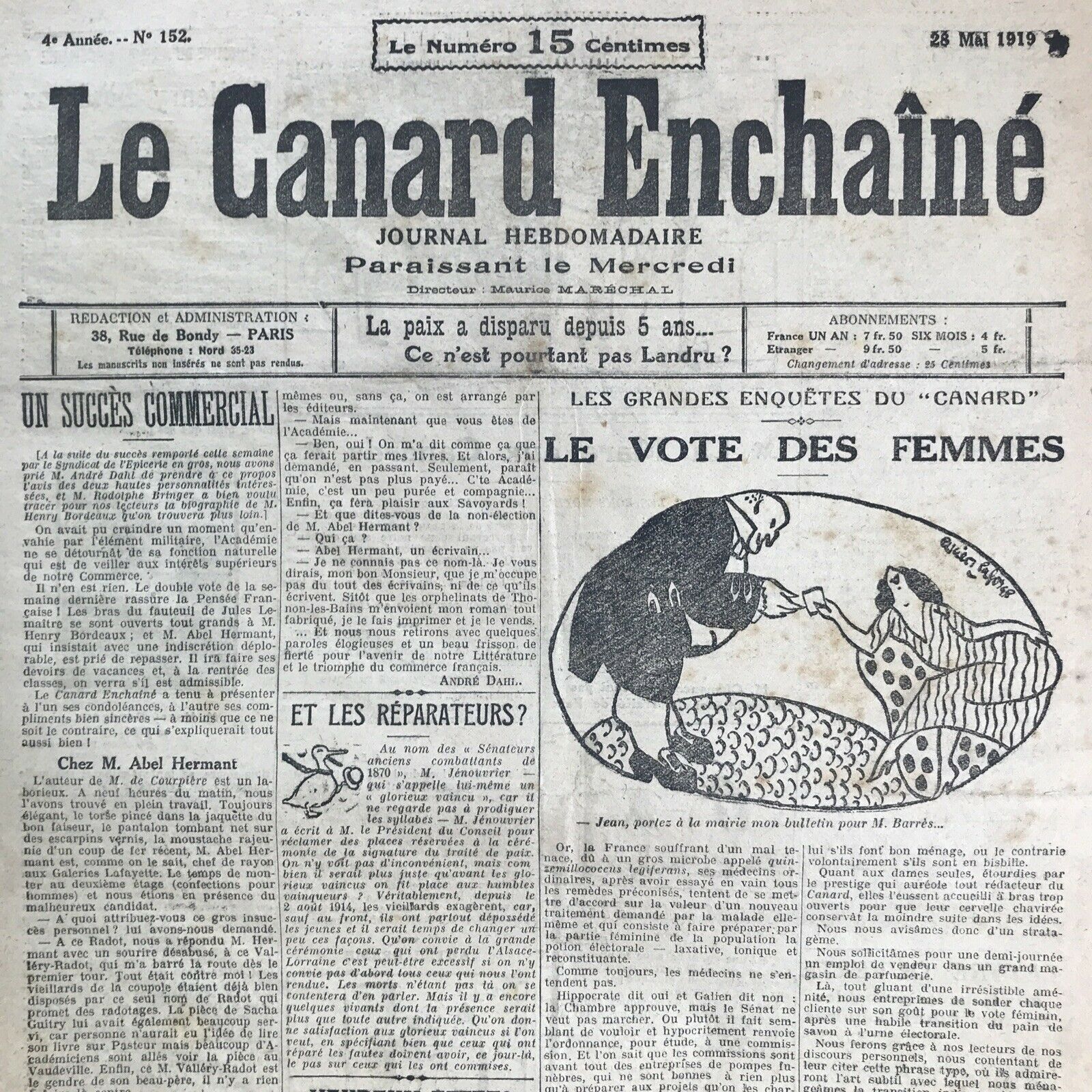 Couac ! | Acheter un Canard | Vente d'Anciens Journaux du Canard Enchaîné. Des Journaux Satiriques de Collection, Historiques & Authentiques de 1916 à 2004 ! | 152