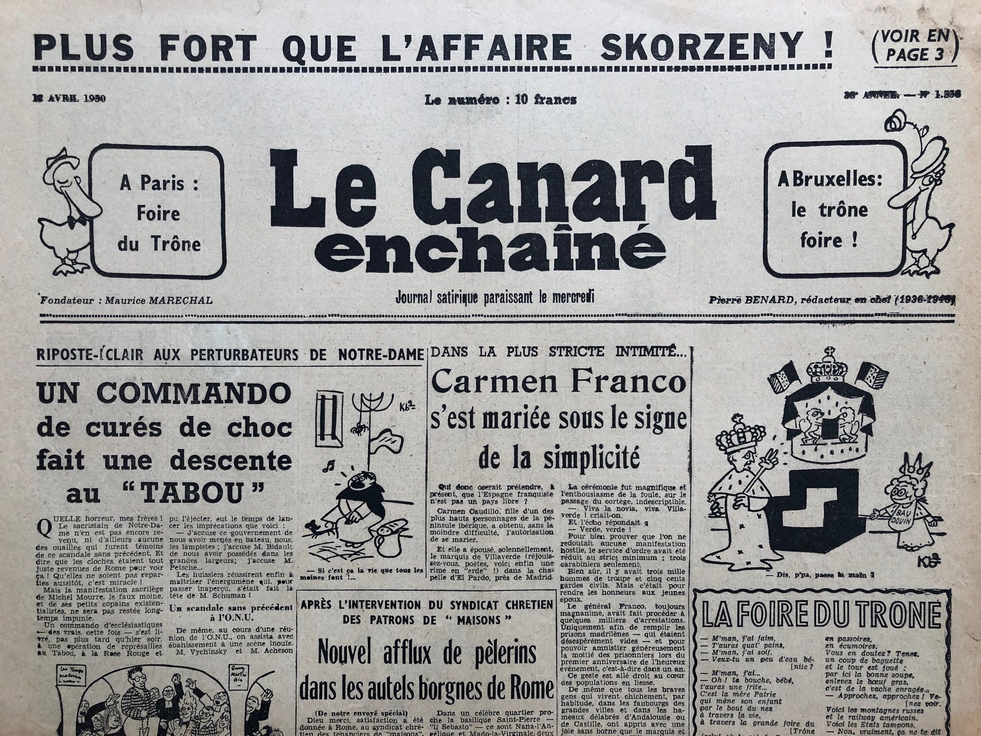 Couac ! | Acheter un Canard | Vente d'Anciens Journaux du Canard Enchaîné. Des Journaux Satiriques de Collection, Historiques & Authentiques de 1916 à 2004 ! | 1538 1