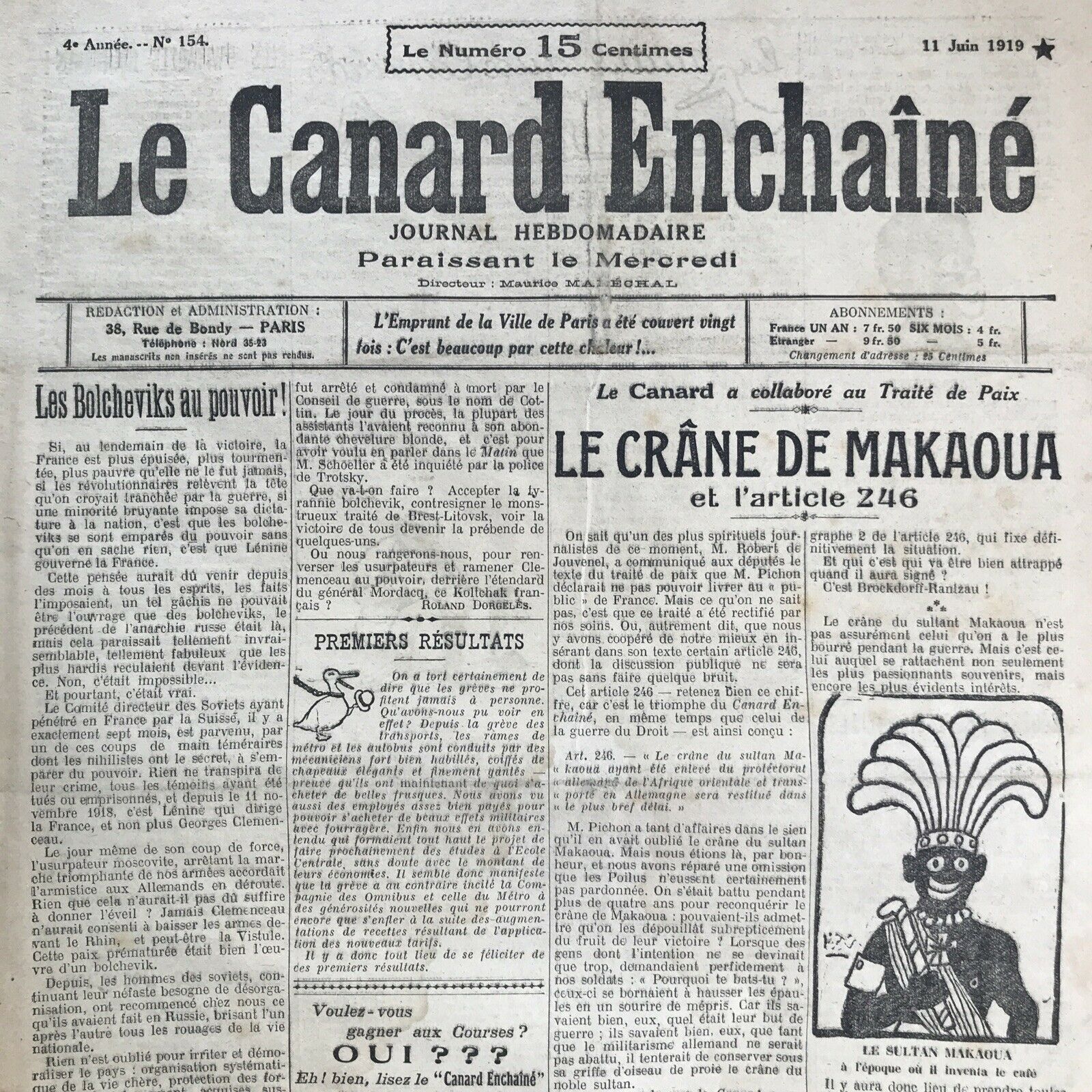 Couac ! | Acheter un Canard | Vente d'Anciens Journaux du Canard Enchaîné. Des Journaux Satiriques de Collection, Historiques & Authentiques de 1916 à 2004 ! | 154