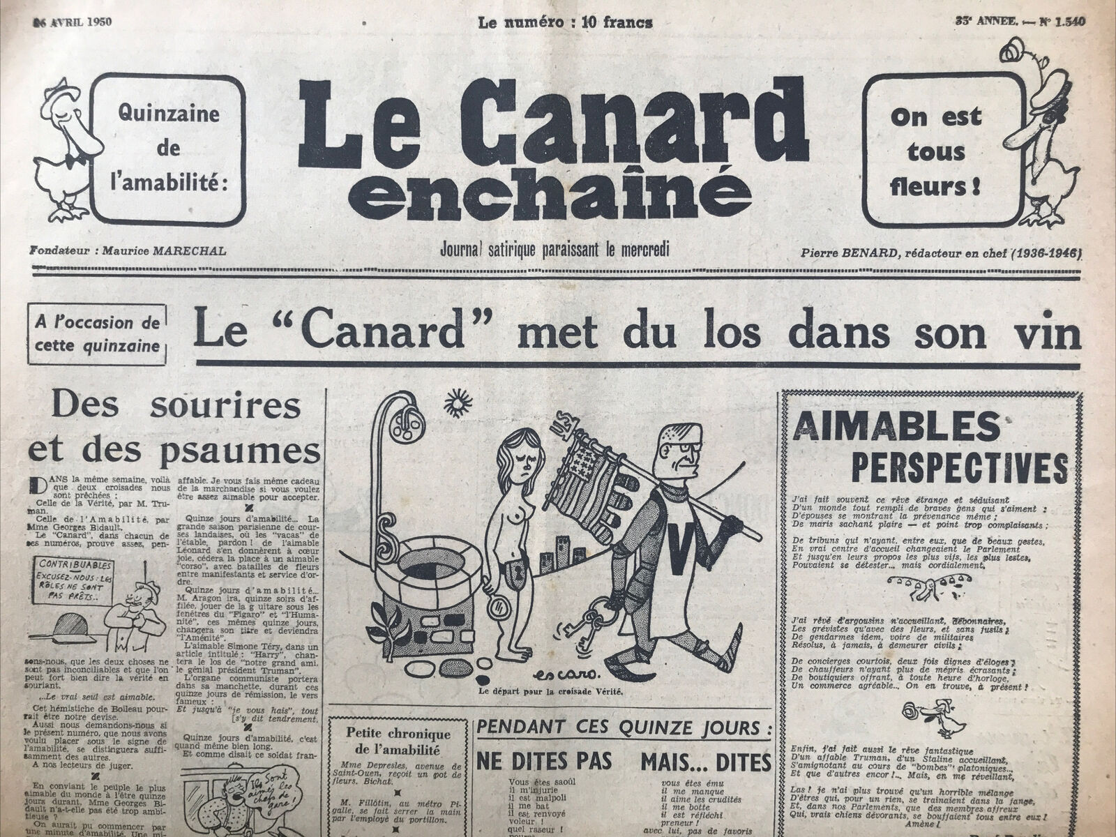 Couac ! | Acheter un Canard | Vente d'Anciens Journaux du Canard Enchaîné. Des Journaux Satiriques de Collection, Historiques & Authentiques de 1916 à 2004 ! | 1540