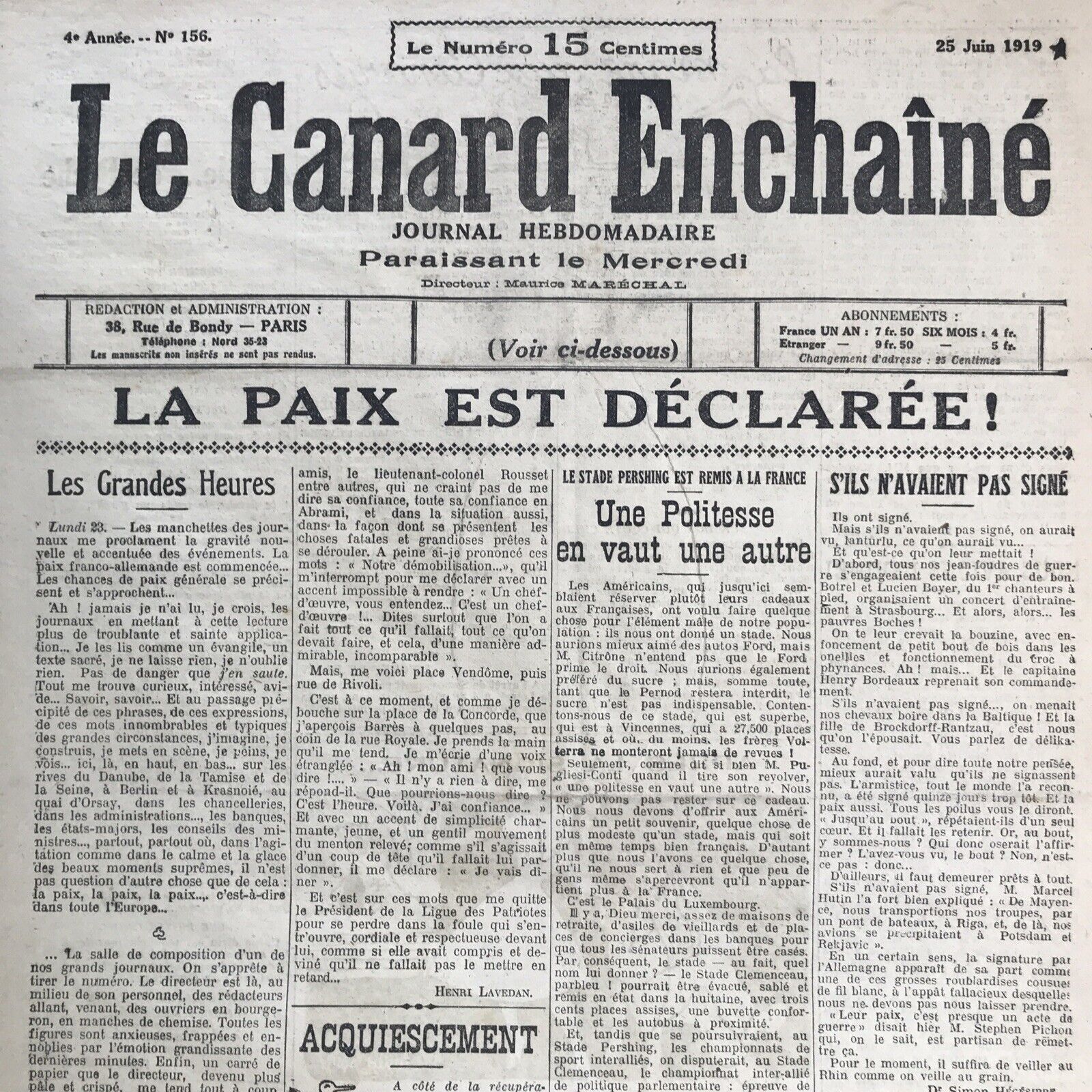 Couac ! | Acheter un Canard | Vente d'Anciens Journaux du Canard Enchaîné. Des Journaux Satiriques de Collection, Historiques & Authentiques de 1916 à 2004 ! | 156