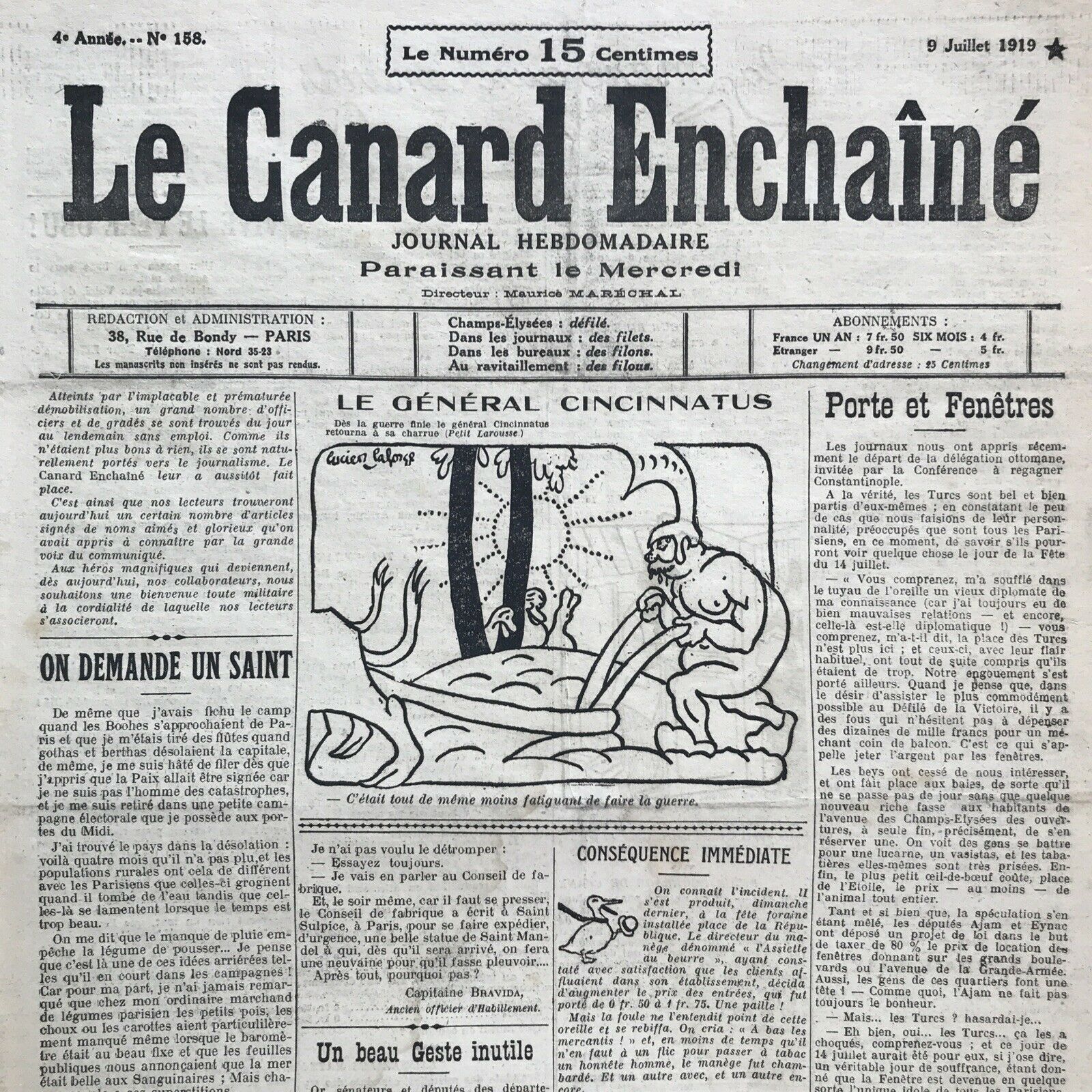 Couac ! | Acheter un Canard | Vente d'Anciens Journaux du Canard Enchaîné. Des Journaux Satiriques de Collection, Historiques & Authentiques de 1916 à 2004 ! | 158