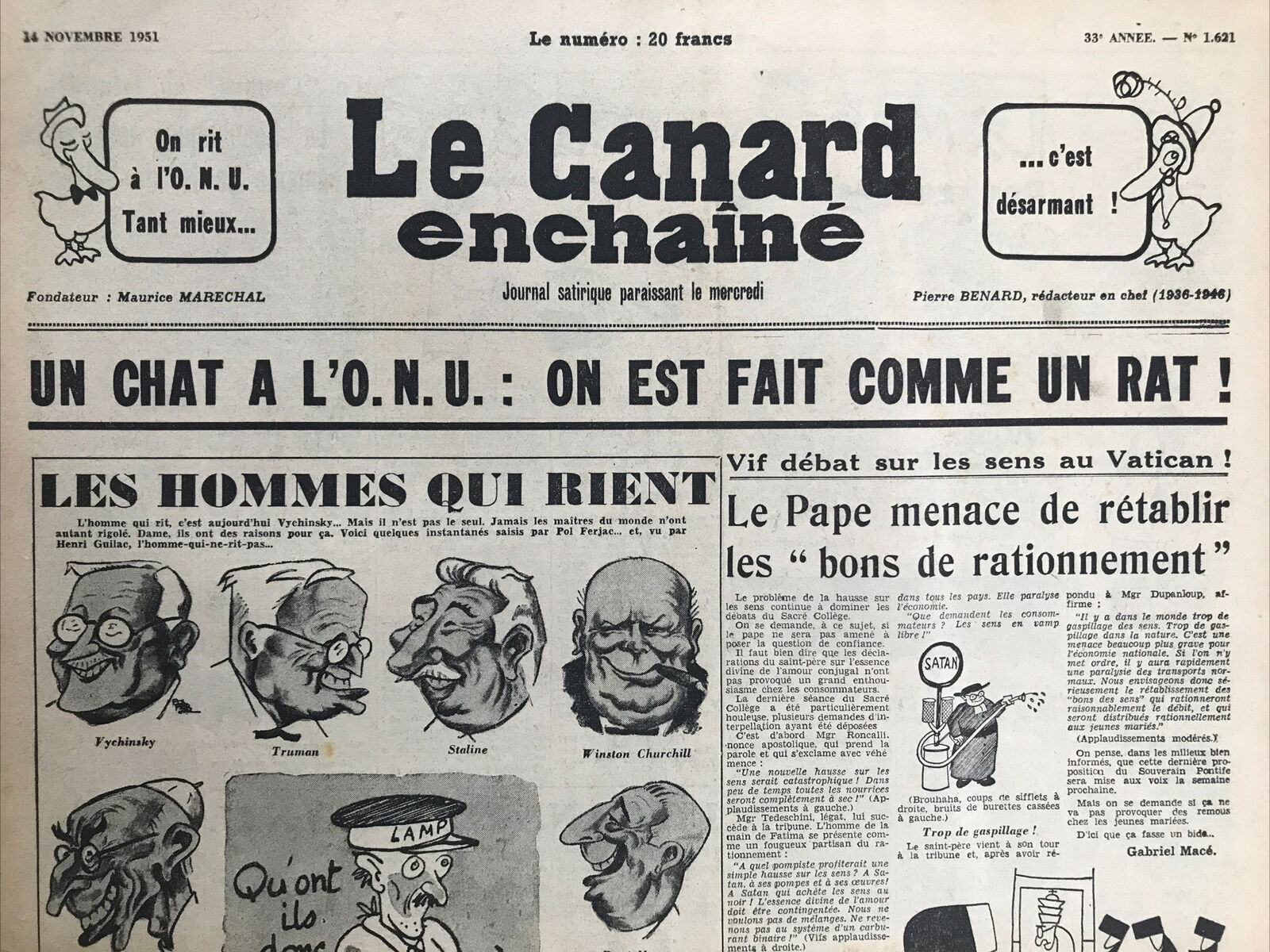 Couac ! | Acheter un Canard | Vente d'Anciens Journaux du Canard Enchaîné. Des Journaux Satiriques de Collection, Historiques & Authentiques de 1916 à 2004 ! | 1621