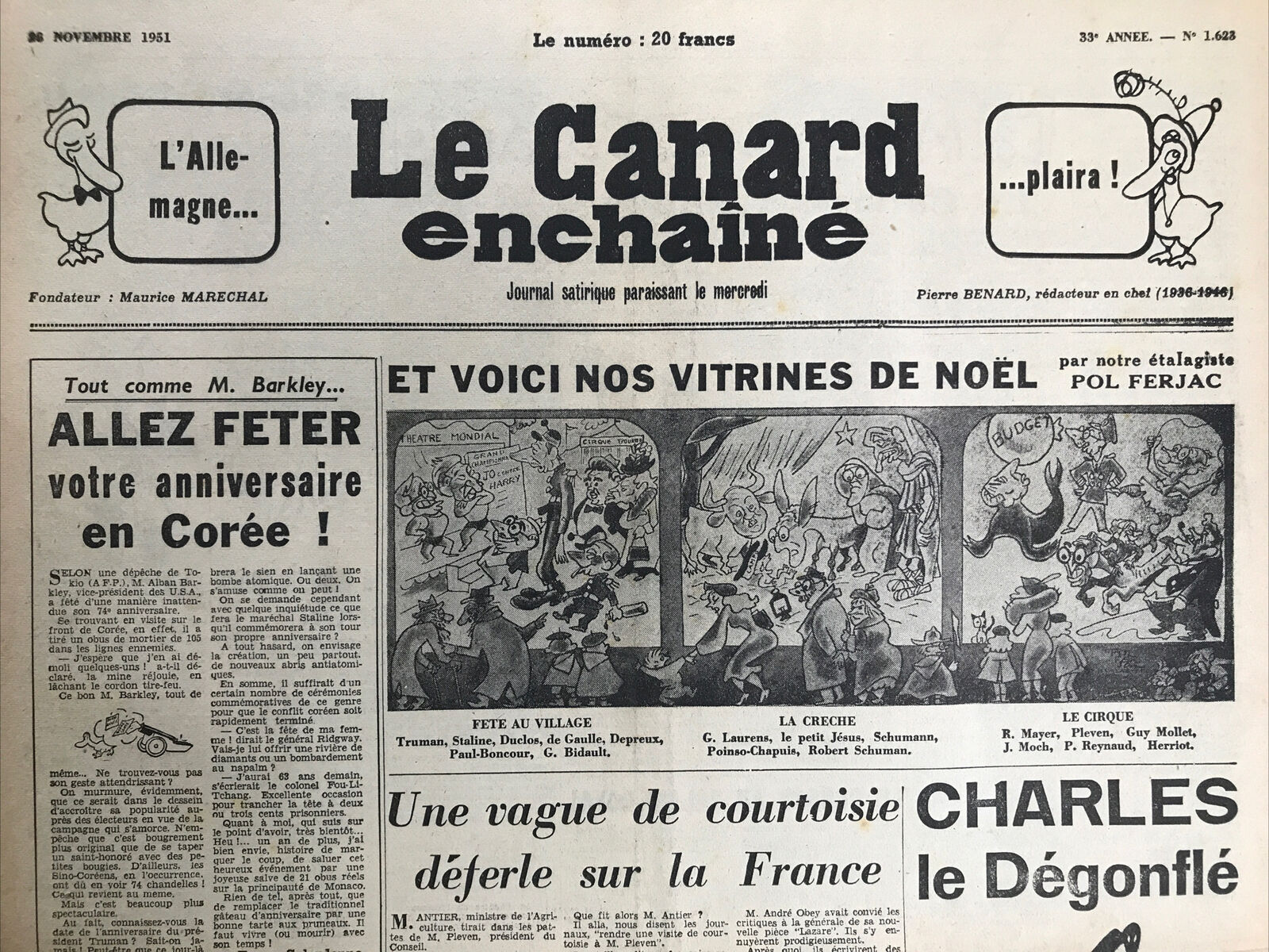 Couac ! | Acheter un Canard | Vente d'Anciens Journaux du Canard Enchaîné. Des Journaux Satiriques de Collection, Historiques & Authentiques de 1916 à 2004 ! | 1623