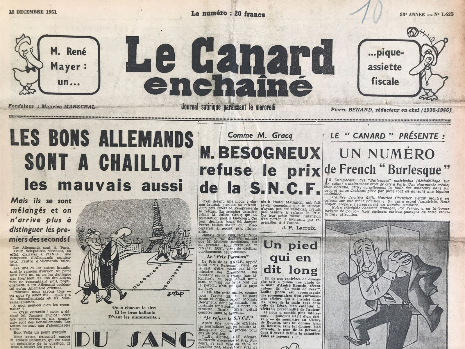 Couac ! | Acheter un Canard | Vente d'Anciens Journaux du Canard Enchaîné. Des Journaux Satiriques de Collection, Historiques & Authentiques de 1916 à 2004 ! | 1625