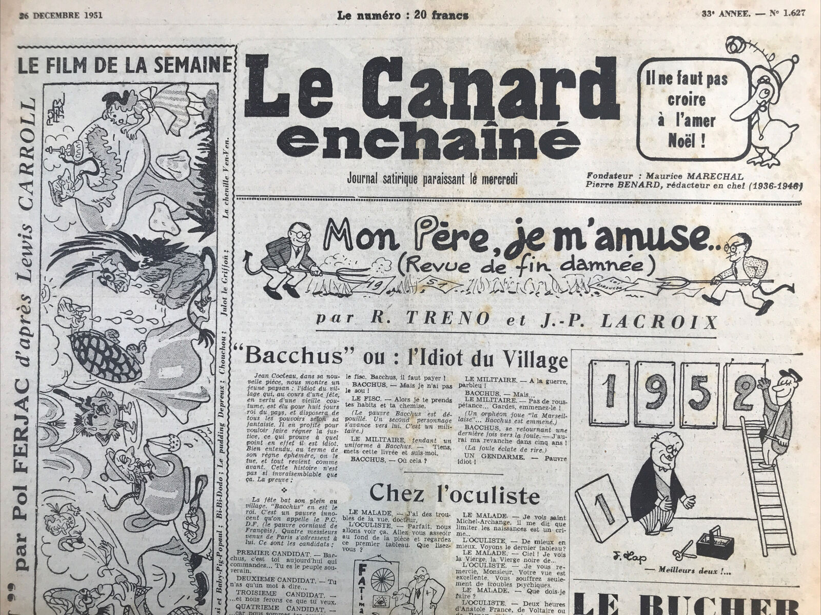 Couac ! | Acheter un Canard | Vente d'Anciens Journaux du Canard Enchaîné. Des Journaux Satiriques de Collection, Historiques & Authentiques de 1916 à 2004 ! | 1627