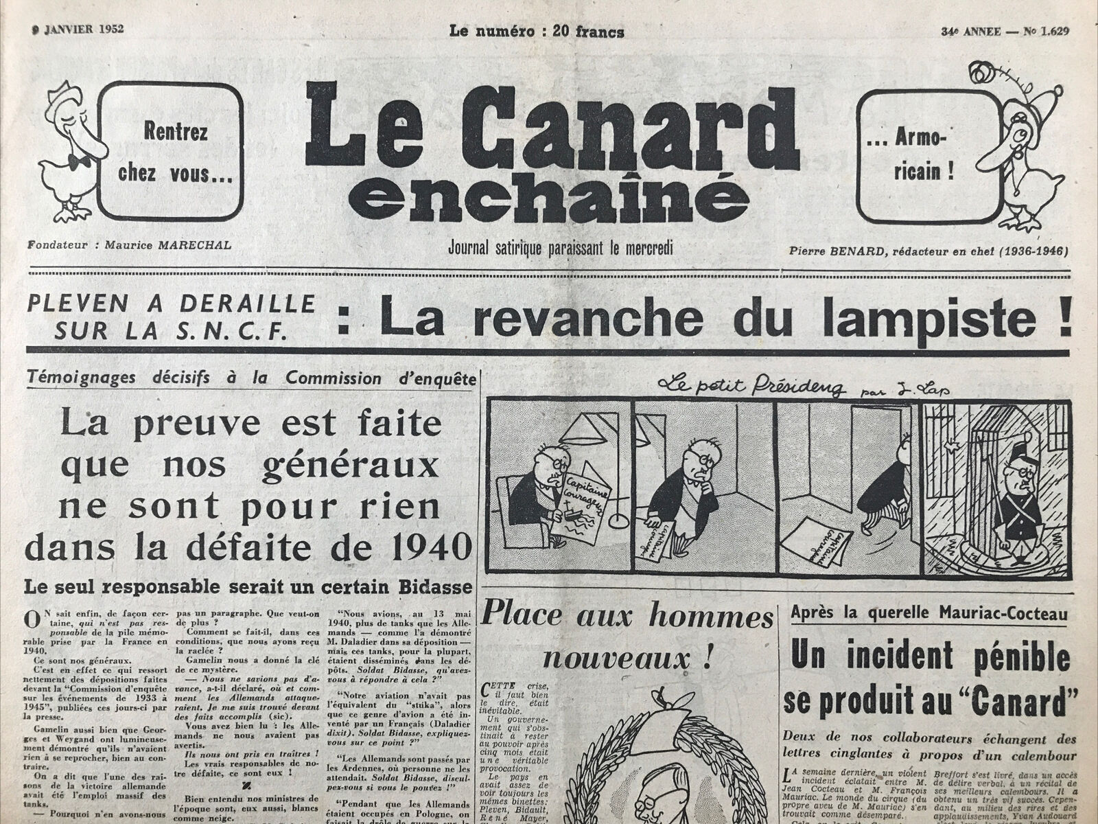 Couac ! | Acheter un Canard | Vente d'Anciens Journaux du Canard Enchaîné. Des Journaux Satiriques de Collection, Historiques & Authentiques de 1916 à 2004 ! | 1629