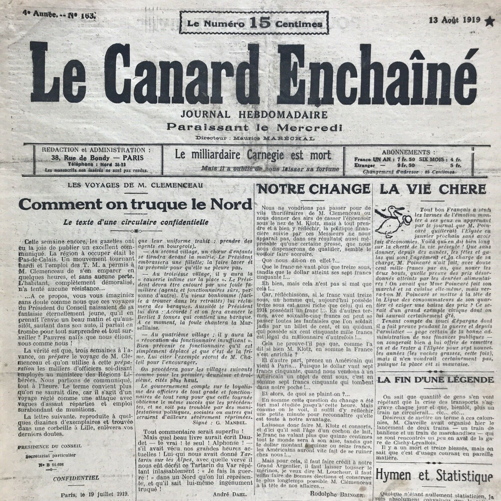 Couac ! | Acheter un Canard | Vente d'Anciens Journaux du Canard Enchaîné. Des Journaux Satiriques de Collection, Historiques & Authentiques de 1916 à 2004 ! | 163