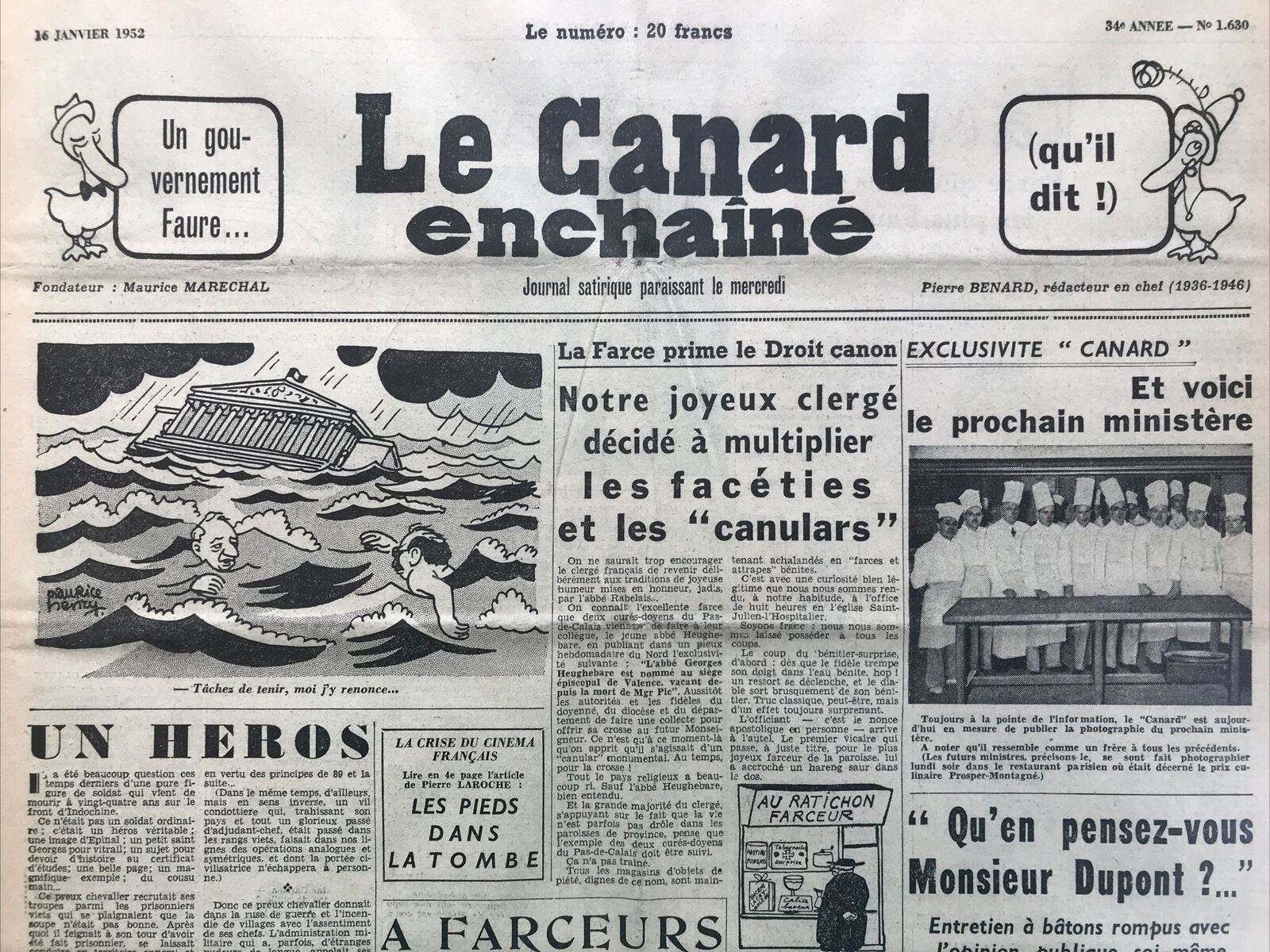 Couac ! | Acheter un Canard | Vente d'Anciens Journaux du Canard Enchaîné. Des Journaux Satiriques de Collection, Historiques & Authentiques de 1916 à 2004 ! | 1630