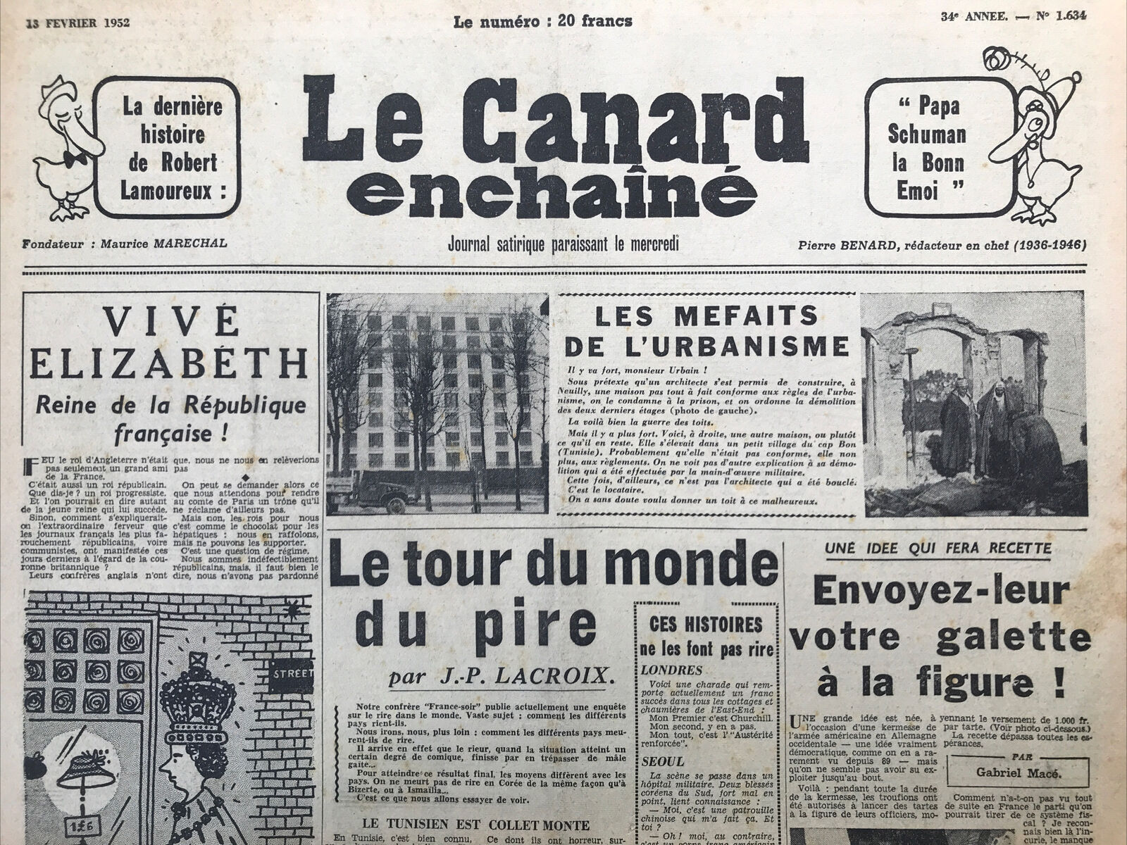 Couac ! | Acheter un Canard | Vente d'Anciens Journaux du Canard Enchaîné. Des Journaux Satiriques de Collection, Historiques & Authentiques de 1916 à 2004 ! | 1634