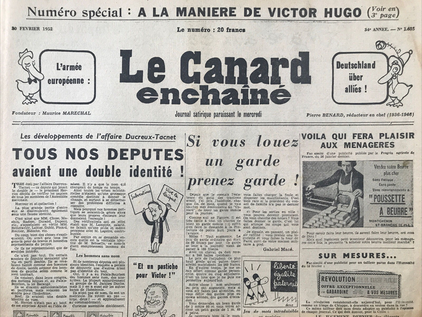 Couac ! | Acheter un Canard | Vente d'Anciens Journaux du Canard Enchaîné. Des Journaux Satiriques de Collection, Historiques & Authentiques de 1916 à 2004 ! | 1635