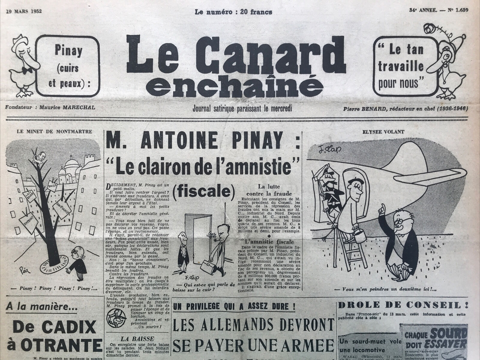 Couac ! | Acheter un Canard | Vente d'Anciens Journaux du Canard Enchaîné. Des Journaux Satiriques de Collection, Historiques & Authentiques de 1916 à 2004 ! | 1639