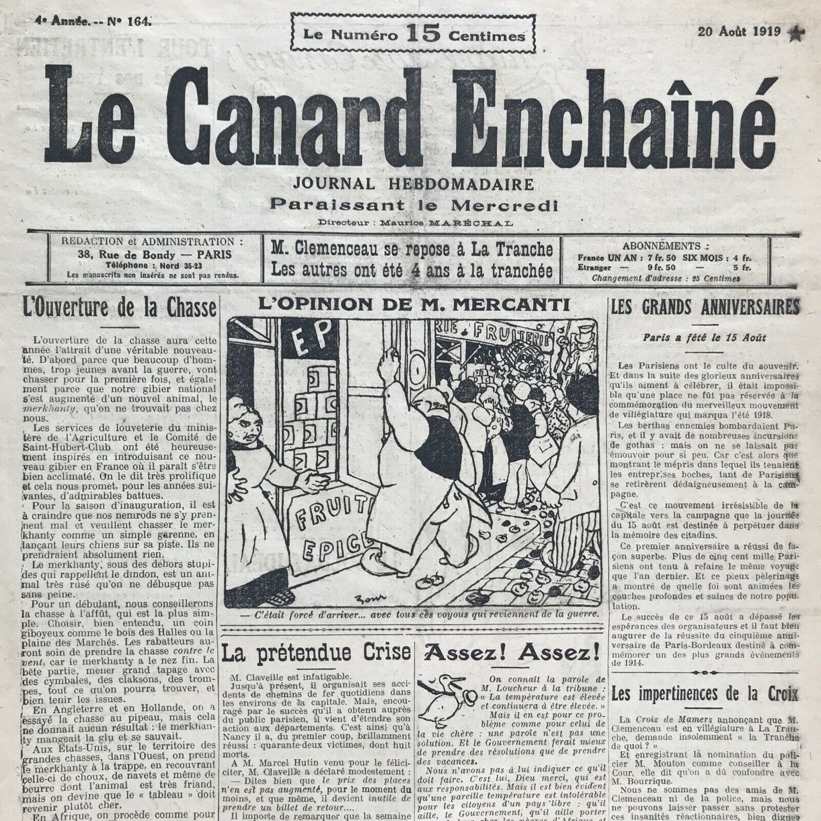 Couac ! | Acheter un Canard | Vente d'Anciens Journaux du Canard Enchaîné. Des Journaux Satiriques de Collection, Historiques & Authentiques de 1916 à 2004 ! | 164