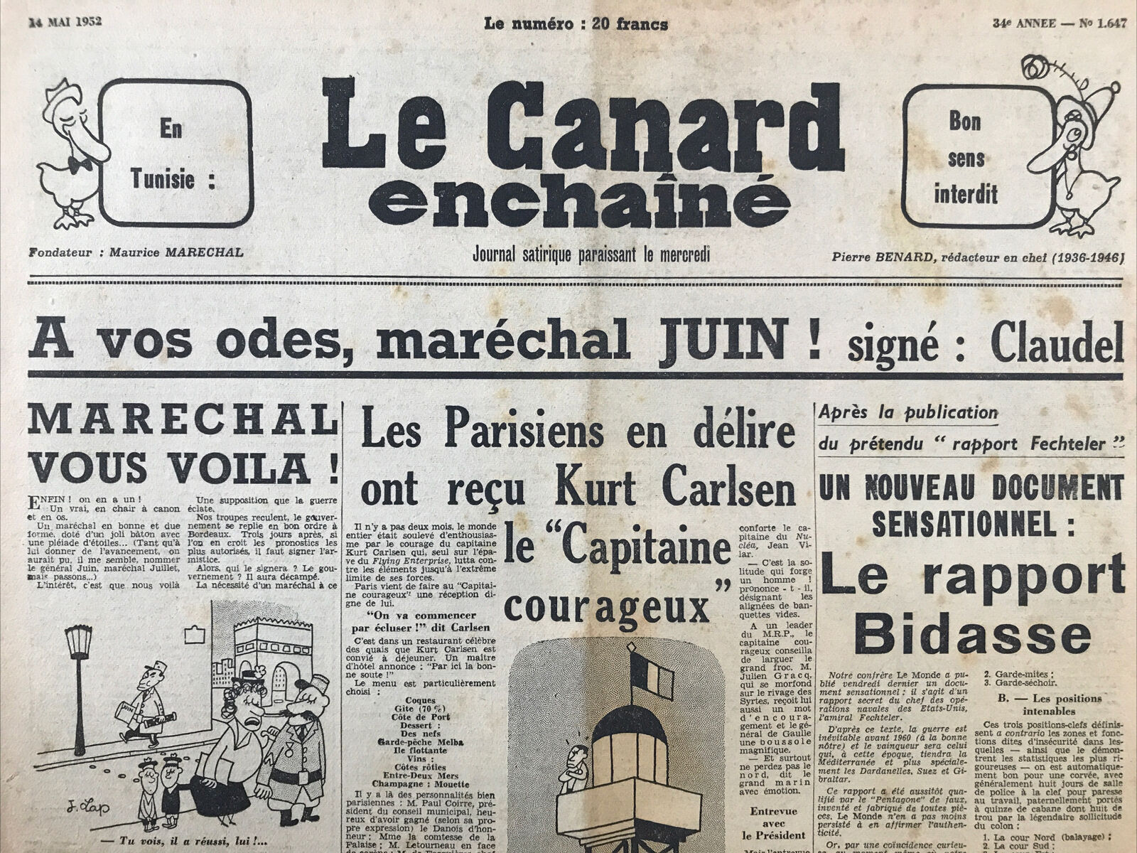 Couac ! | Acheter un Canard | Vente d'Anciens Journaux du Canard Enchaîné. Des Journaux Satiriques de Collection, Historiques & Authentiques de 1916 à 2004 ! | 1647