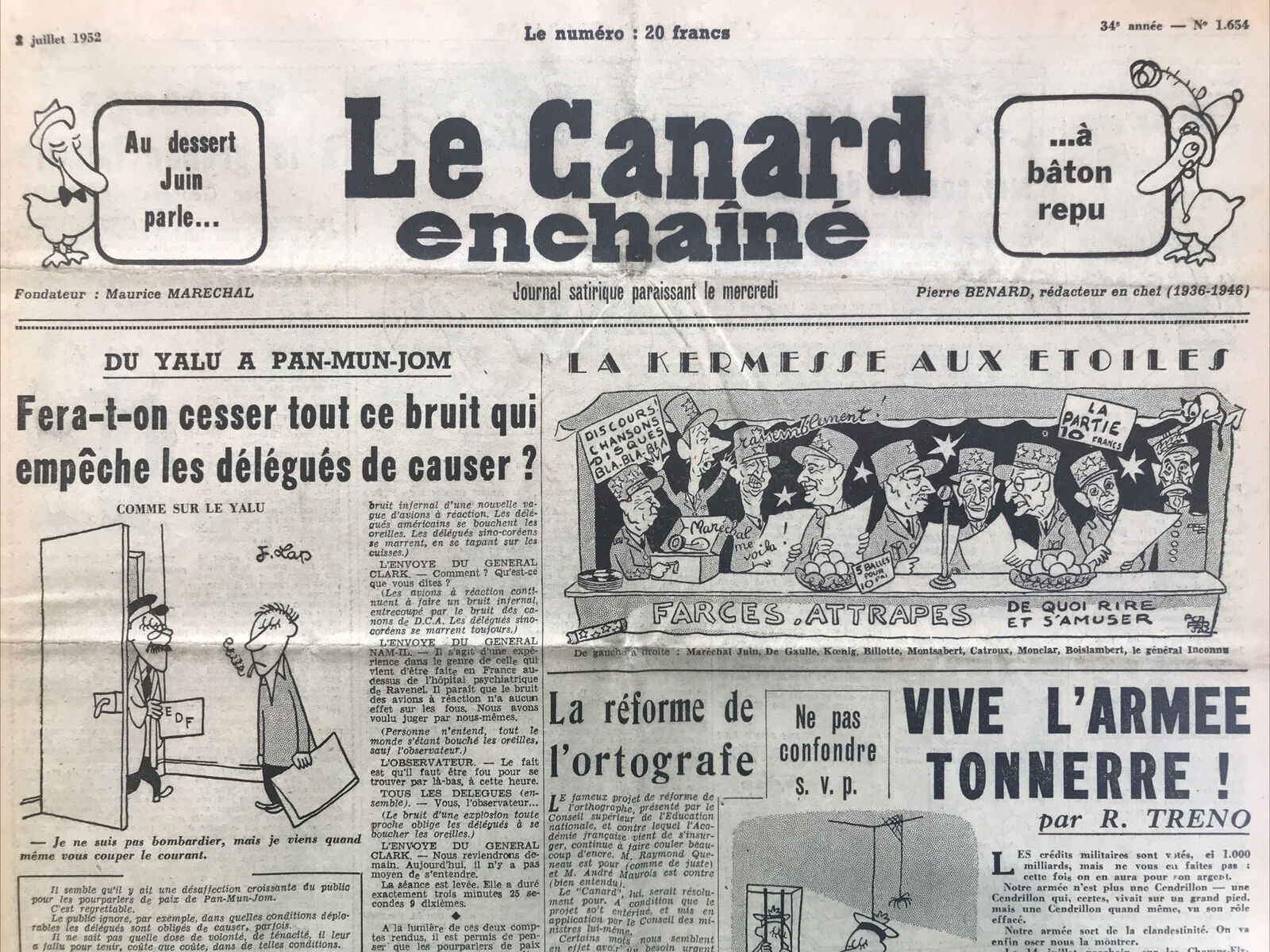 Couac ! | Acheter un Canard | Vente d'Anciens Journaux du Canard Enchaîné. Des Journaux Satiriques de Collection, Historiques & Authentiques de 1916 à 2004 ! | 1654