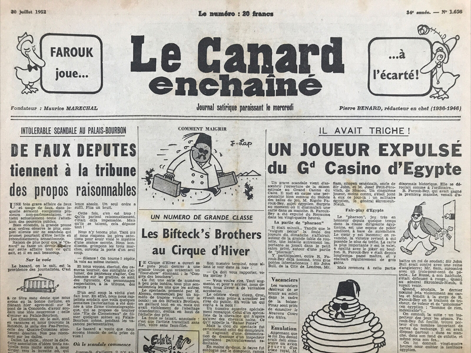 Couac ! | Acheter un Canard | Vente d'Anciens Journaux du Canard Enchaîné. Des Journaux Satiriques de Collection, Historiques & Authentiques de 1916 à 2004 ! | 1658