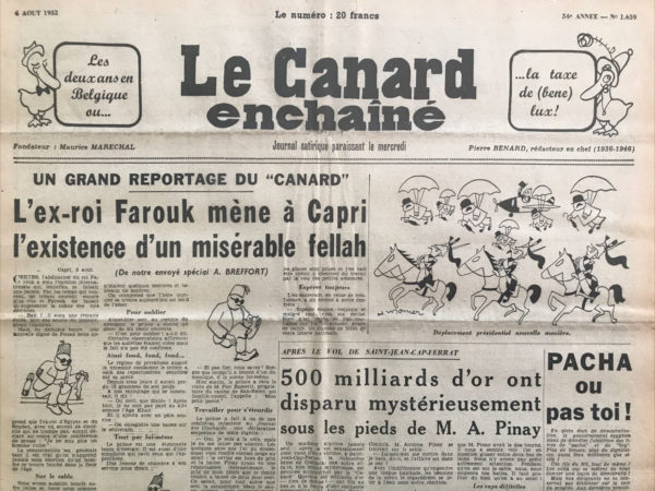 Couac ! | N° 1659 du Canard Enchaîné - 6 Août 1952 | Lettres recommandées, par René Fallet, à propos de la sortie de Le Dernier Nabab de Scott Fitzgerald - | 1659