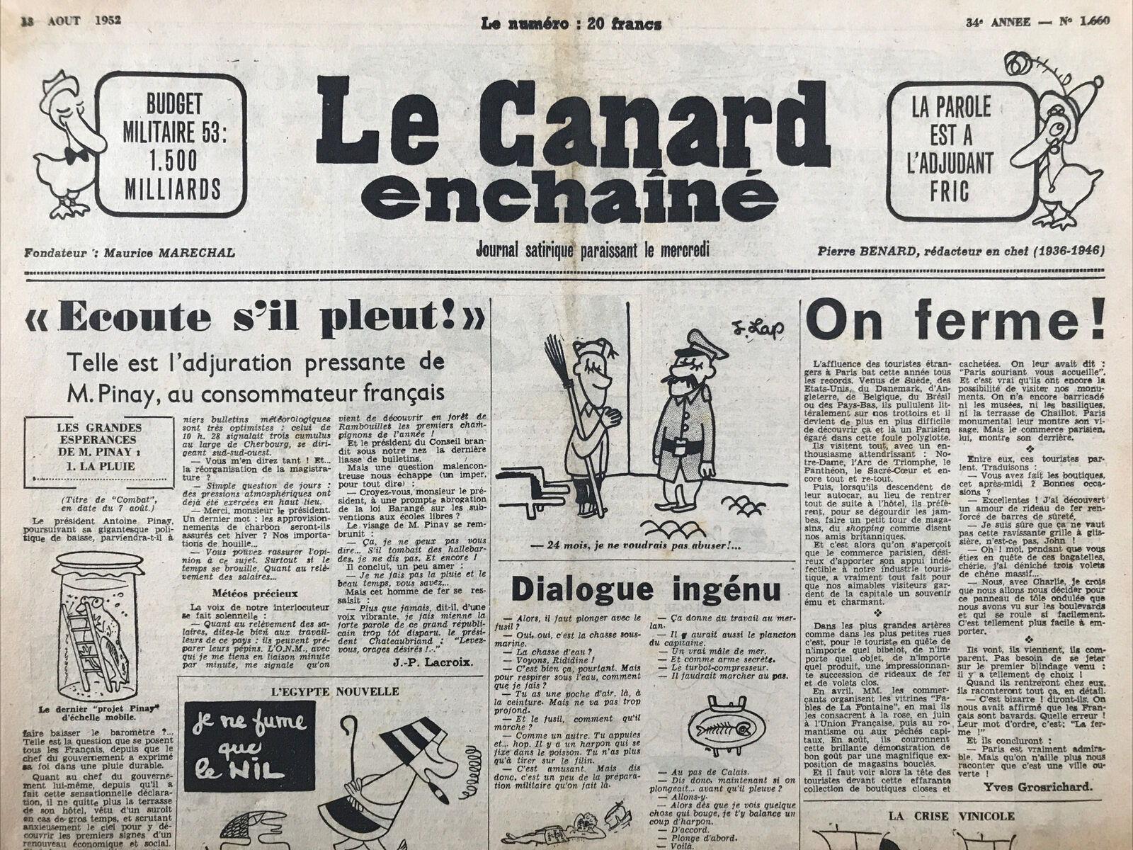 Couac ! | Acheter un Canard | Vente d'Anciens Journaux du Canard Enchaîné. Des Journaux Satiriques de Collection, Historiques & Authentiques de 1916 à 2004 ! | 1660