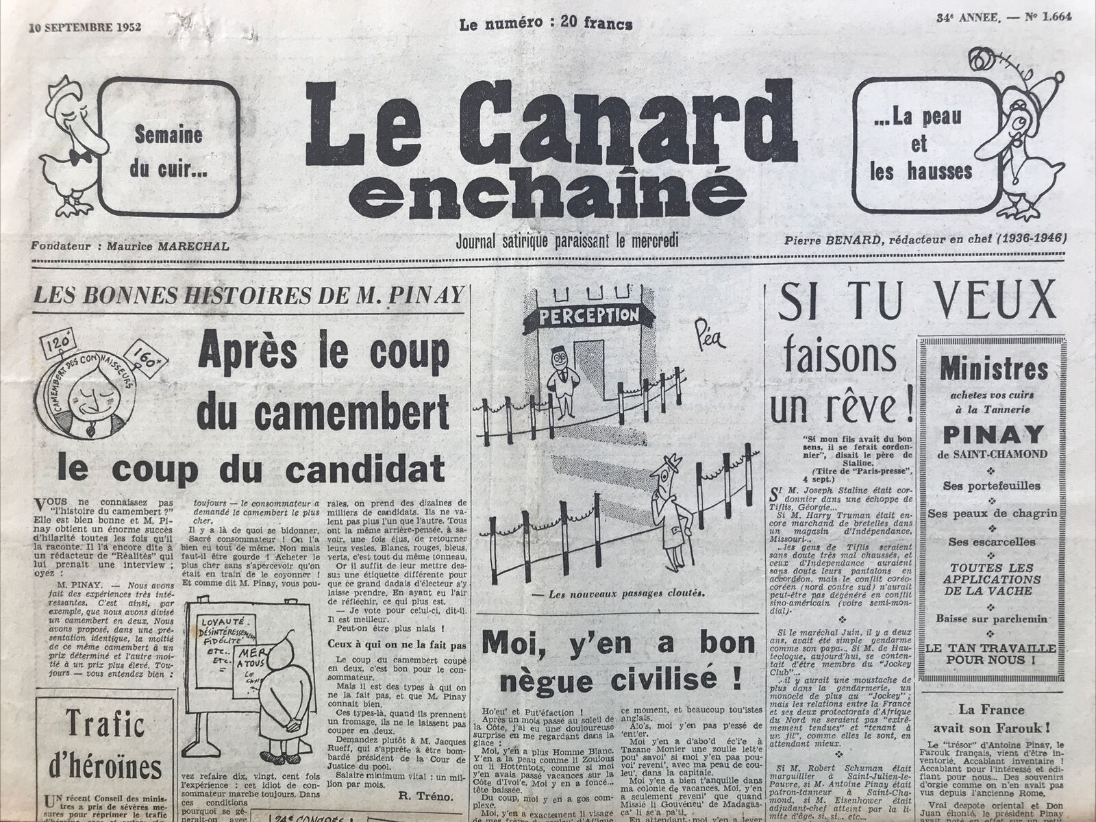 Couac ! | Acheter un Canard | Vente d'Anciens Journaux du Canard Enchaîné. Des Journaux Satiriques de Collection, Historiques & Authentiques de 1916 à 2004 ! | 1664